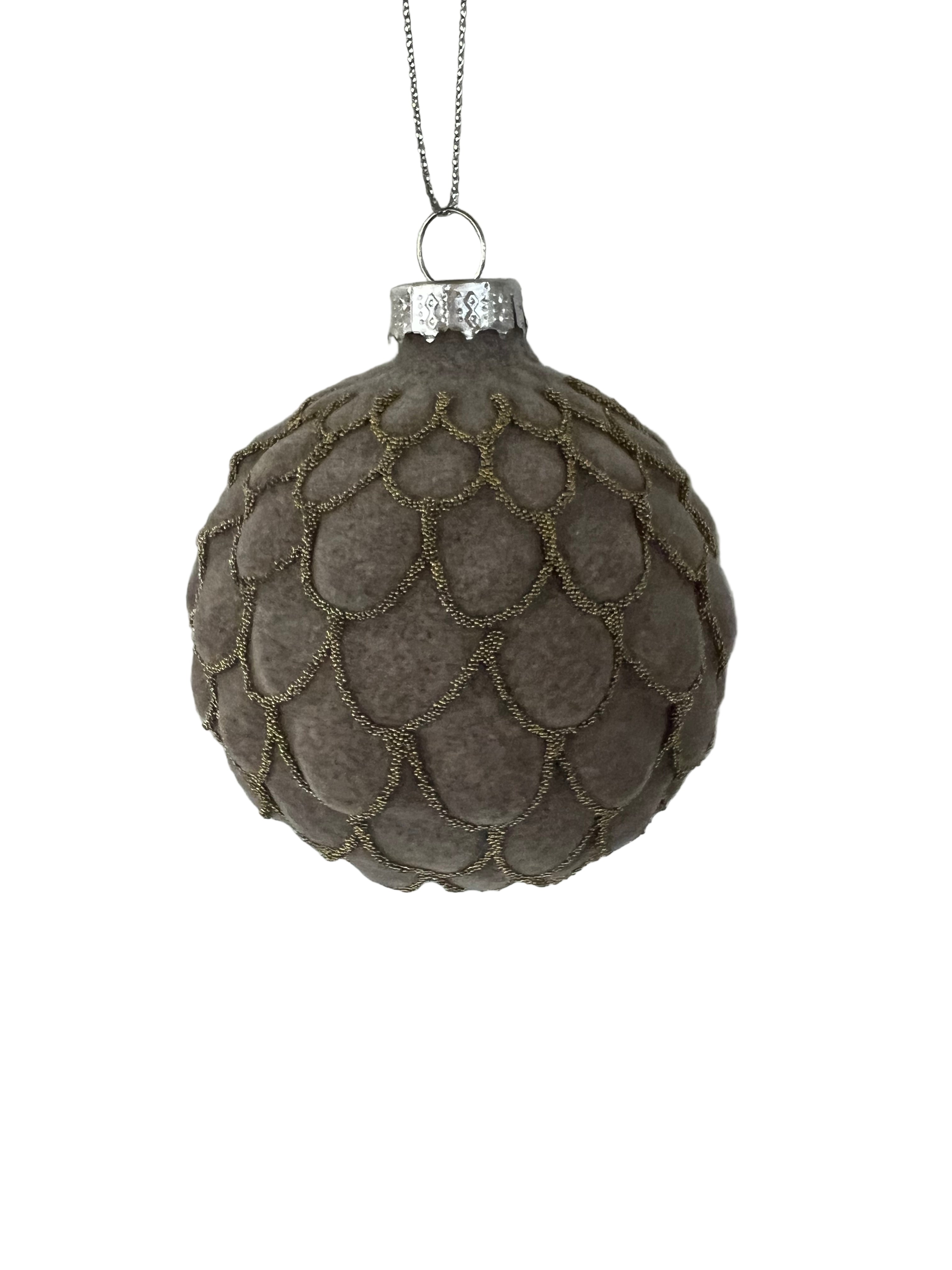 Flocked Velvet Beaded Scales Ornament (2 Sizes)