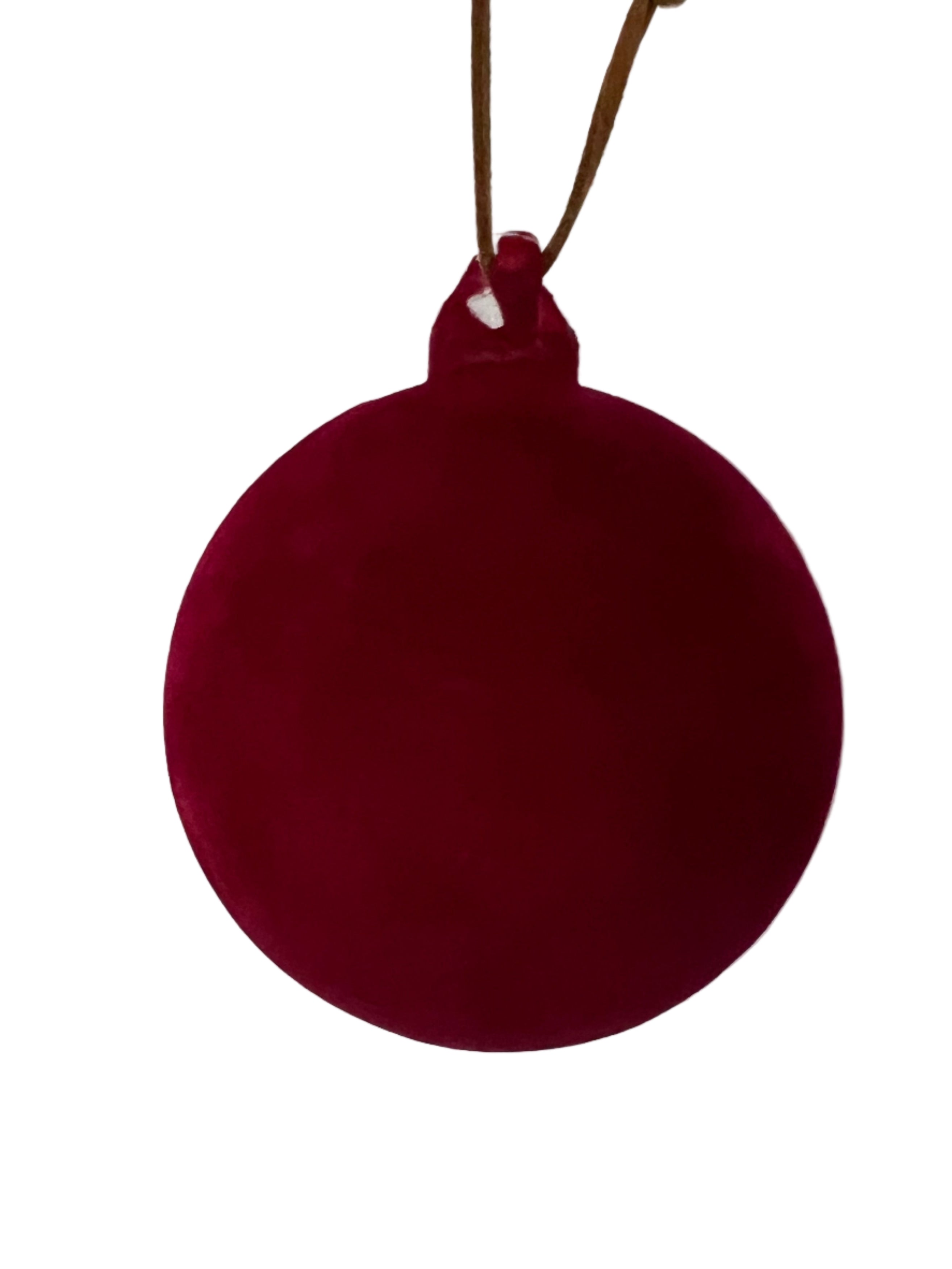 Burgundy Velvet Glass Ornament (2 Sizes)