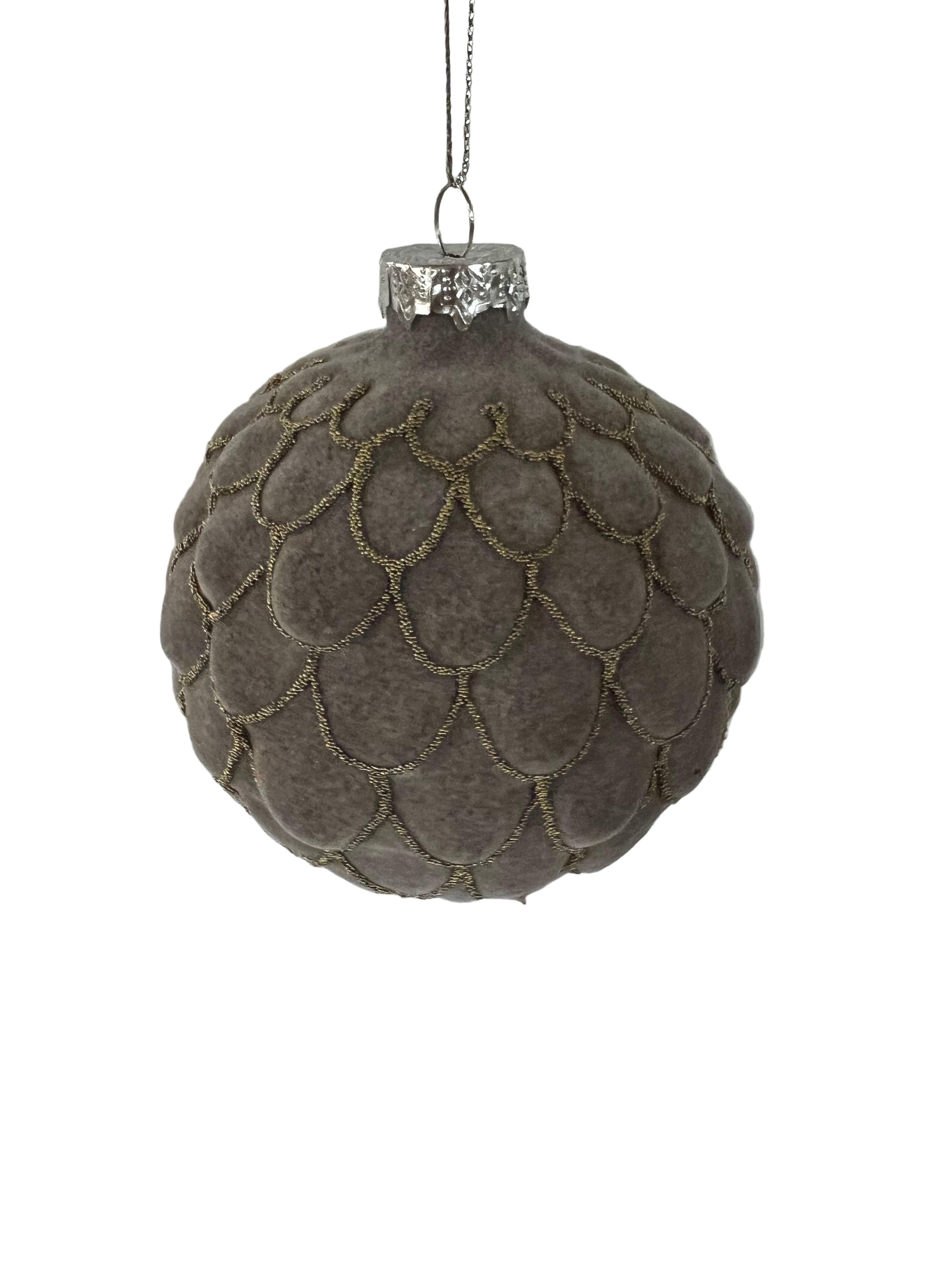 Flocked Velvet Beaded Scales Ornament (2 Sizes)