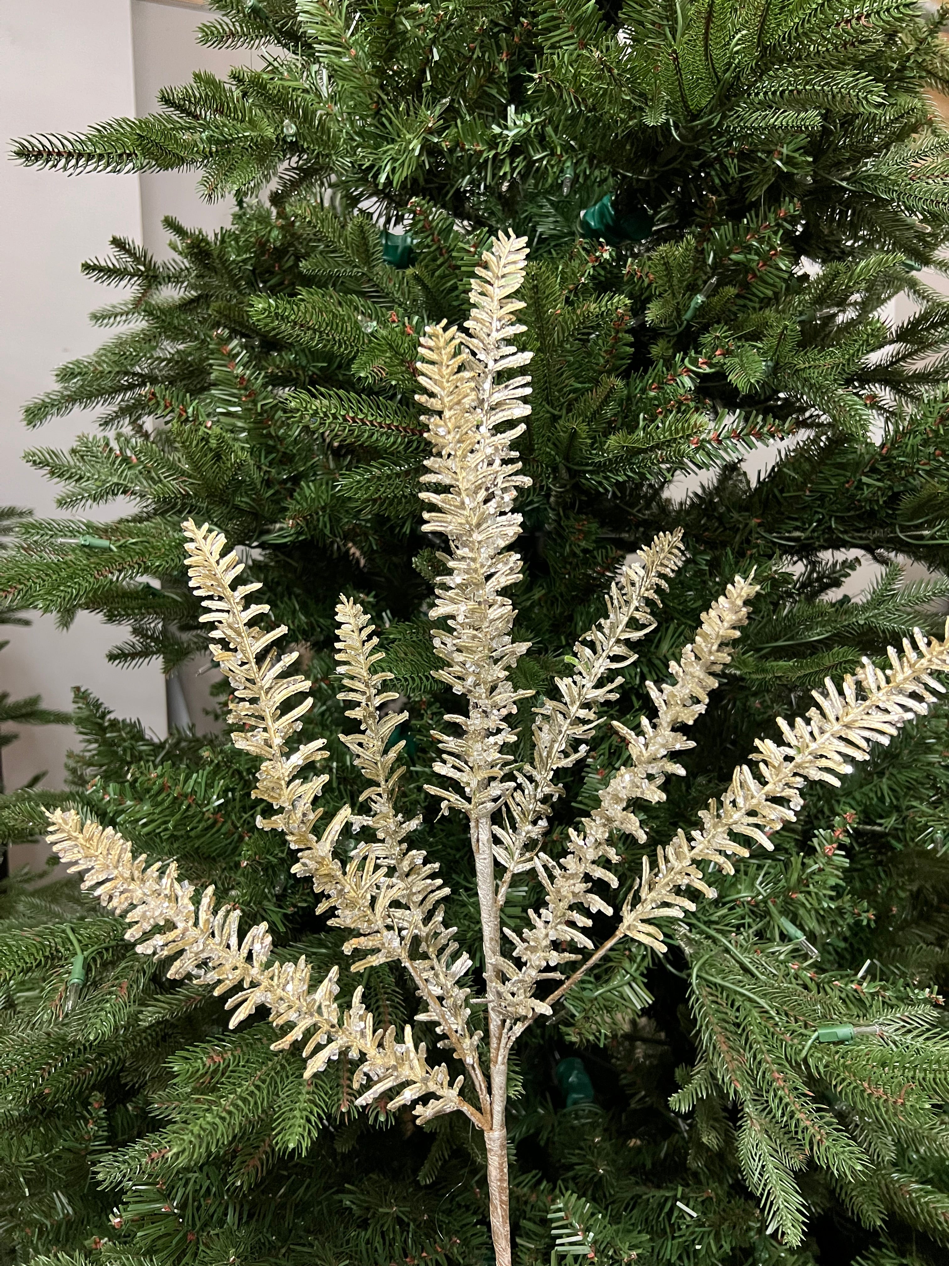 27" Pine Spray w/ Icy Glitter-Silver/Gold