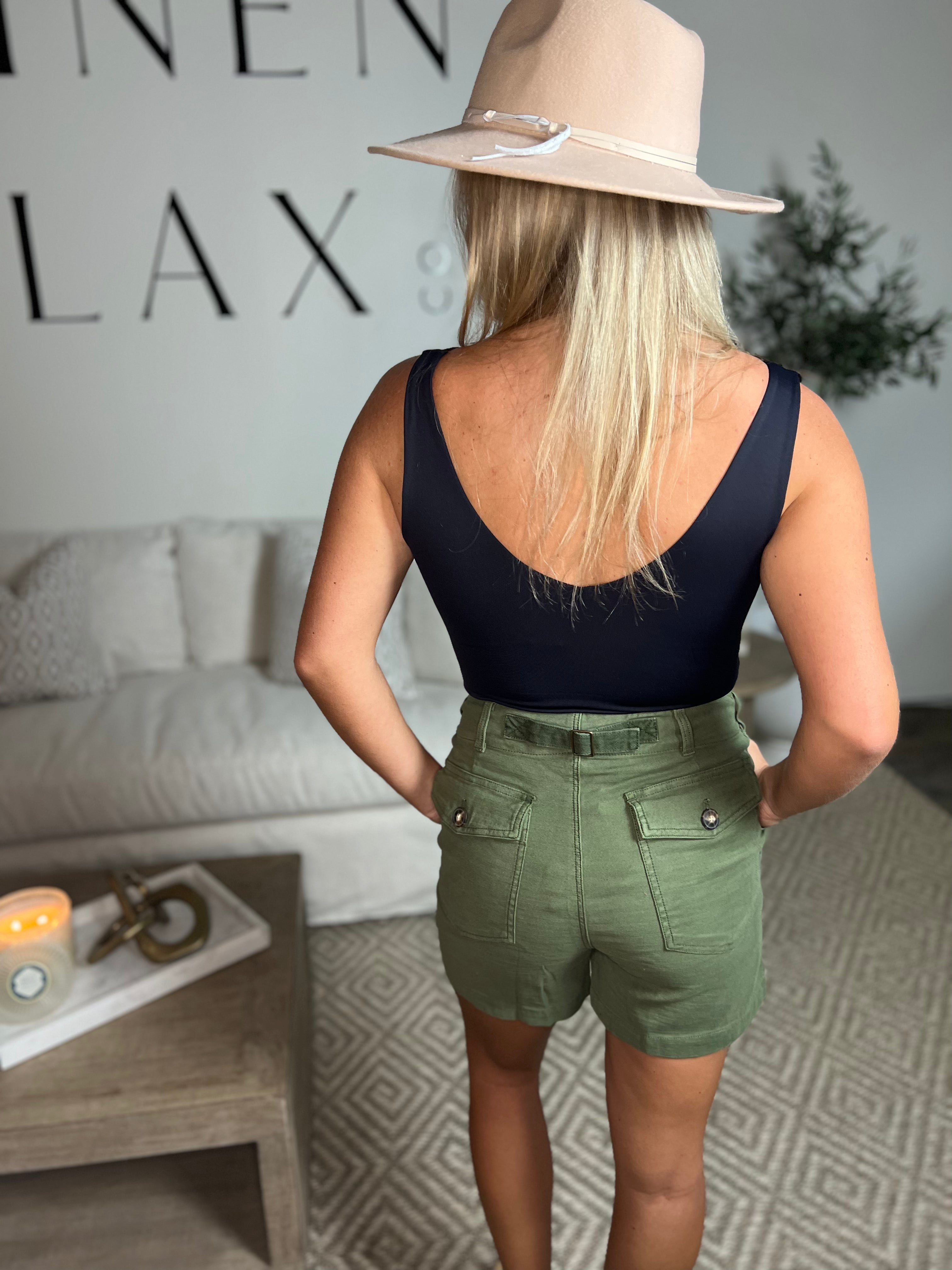 Stretch Short-Green-Final Sale