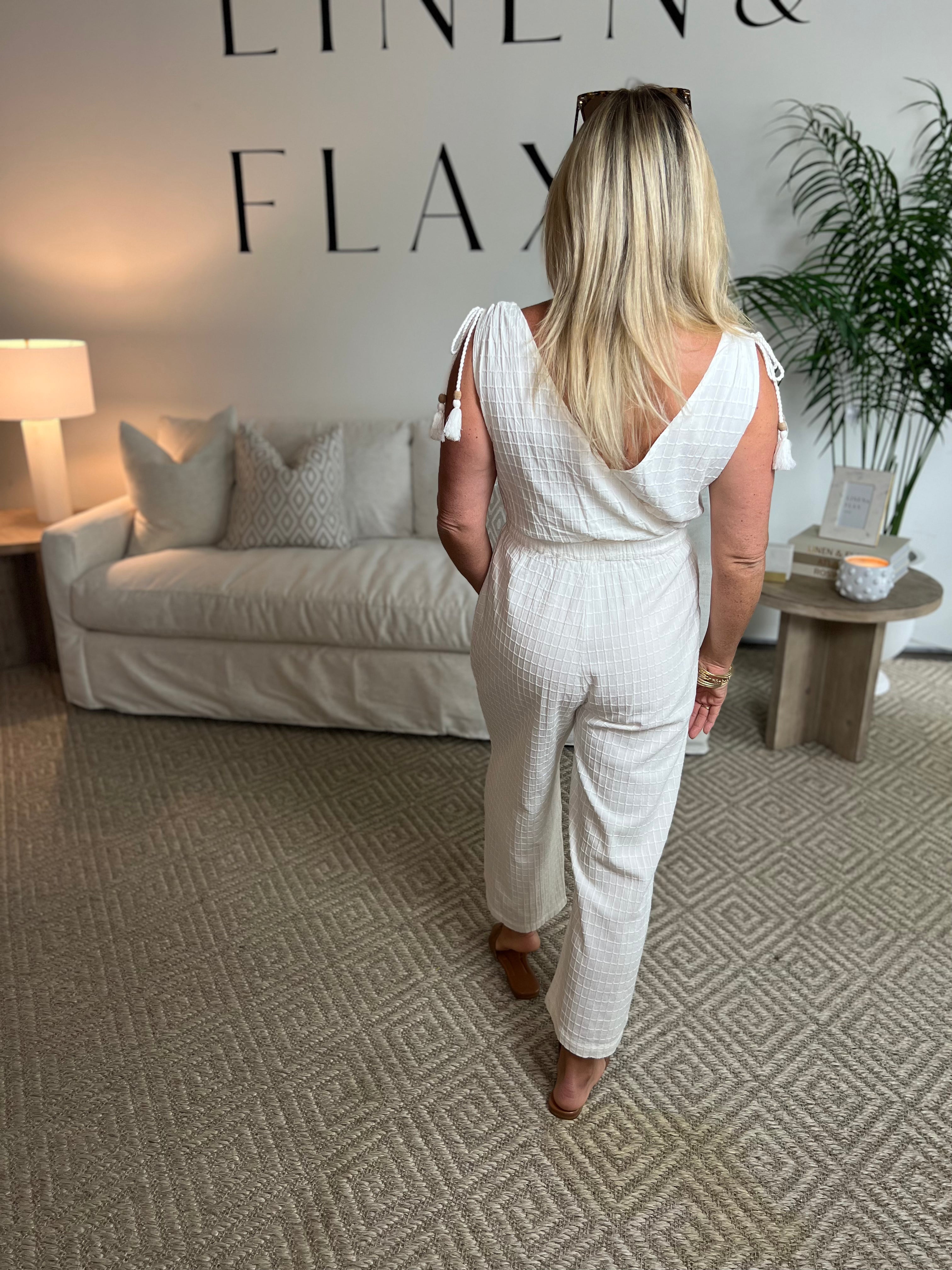 Rowe Jumpsuit-Egret- Final Sale
