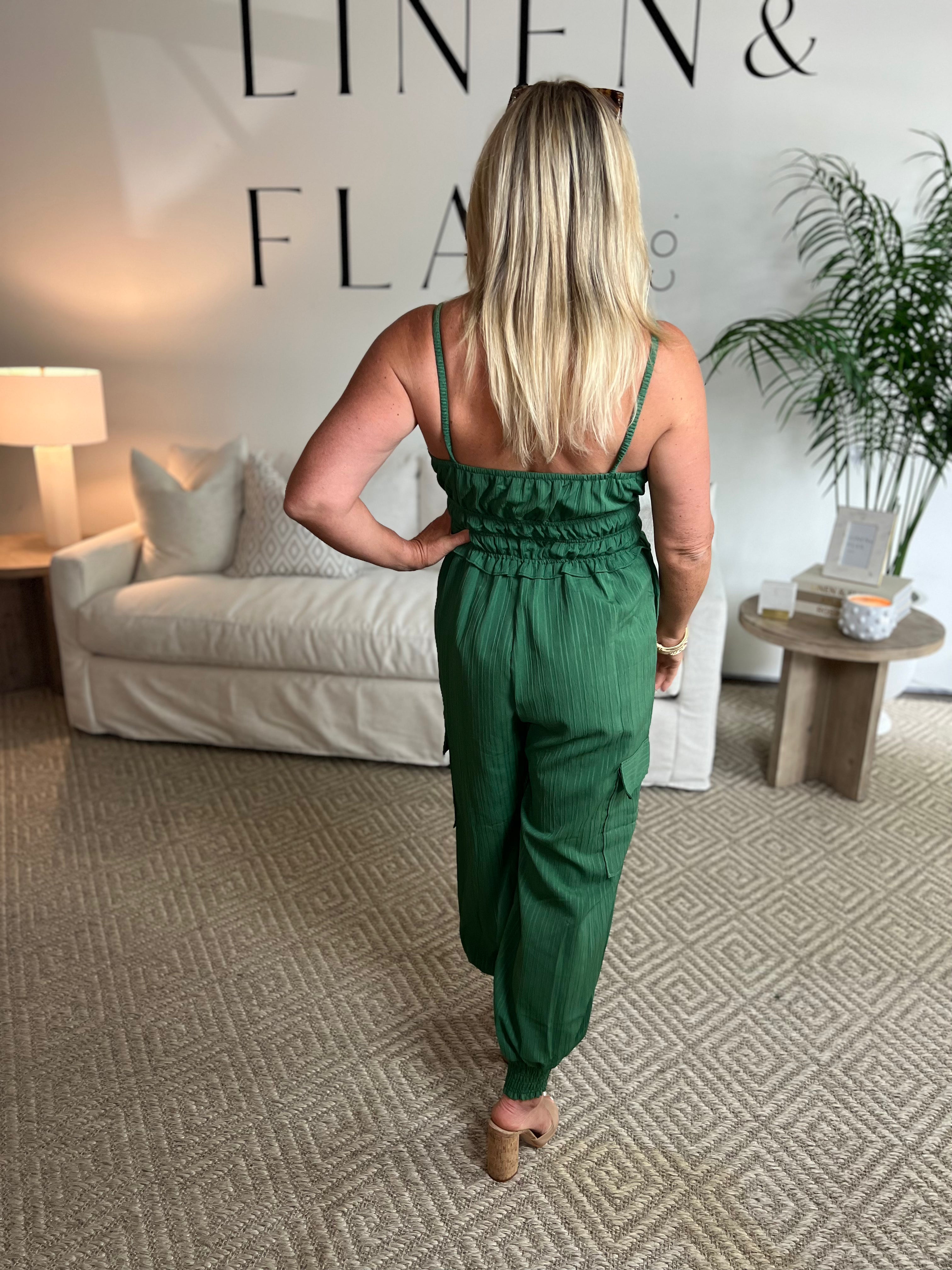 Balloon Leg Jumpsuit-Forest-Final Sale