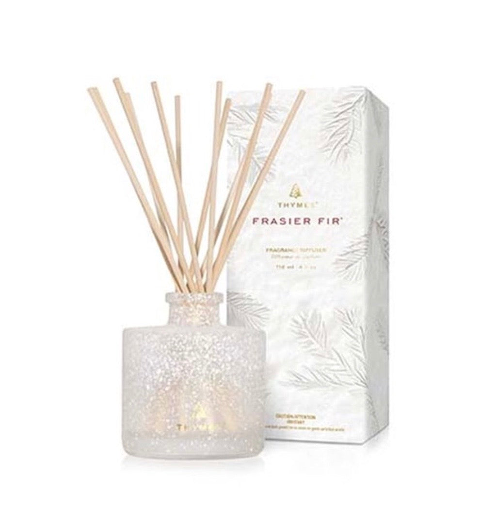 Thymes Frasier Fir Flocked Reed Diffuser-4oz