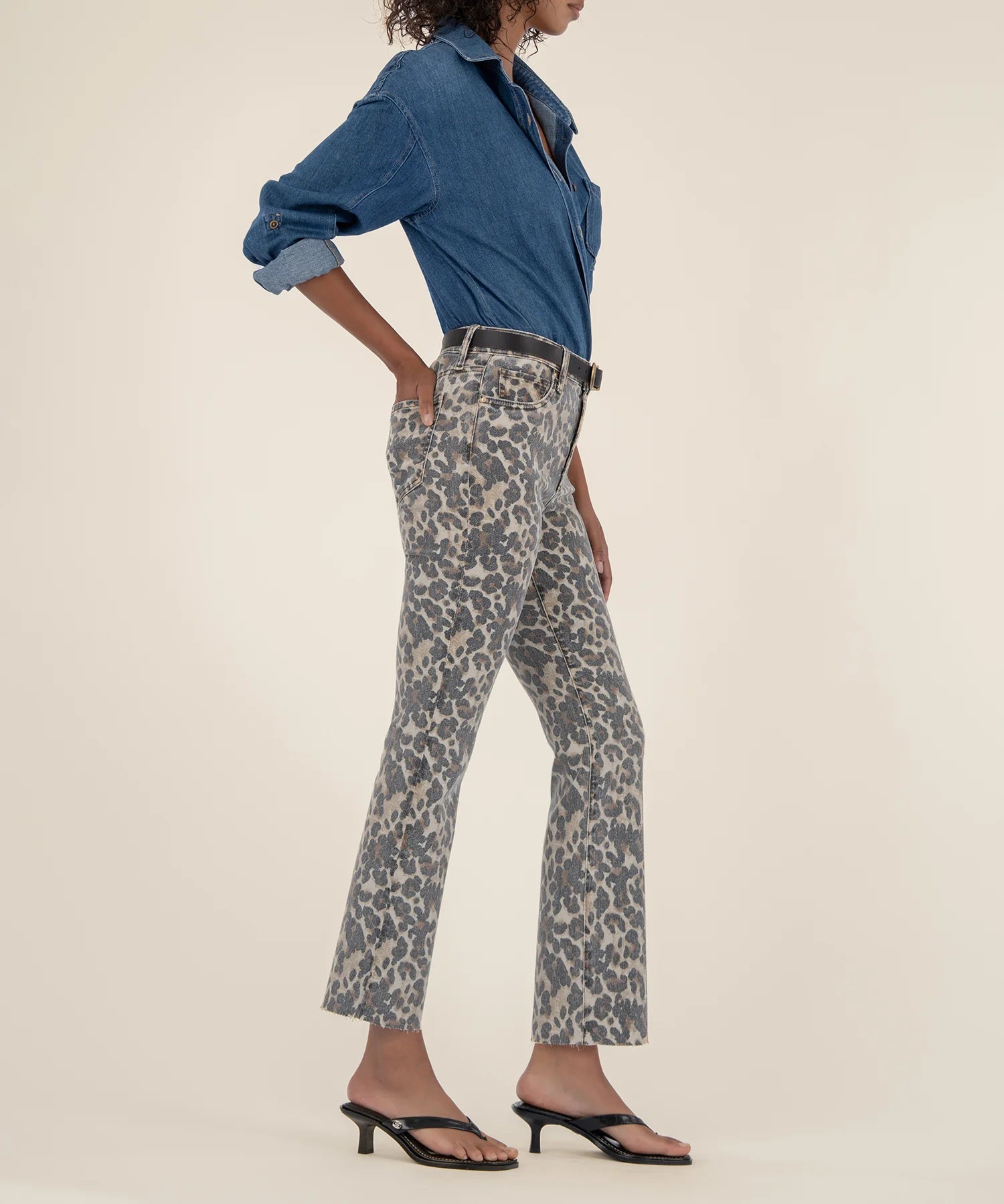 Kelsey High Rise Ankle Flare-Tan/Brown