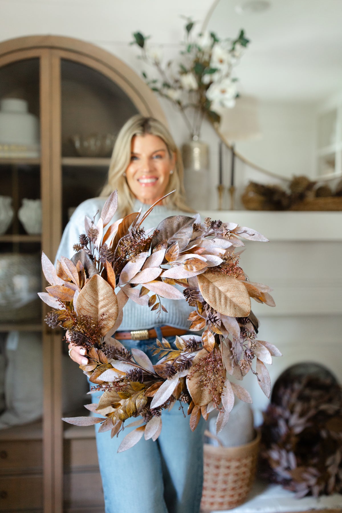 26" Autumn Mixed Leaf Wreath