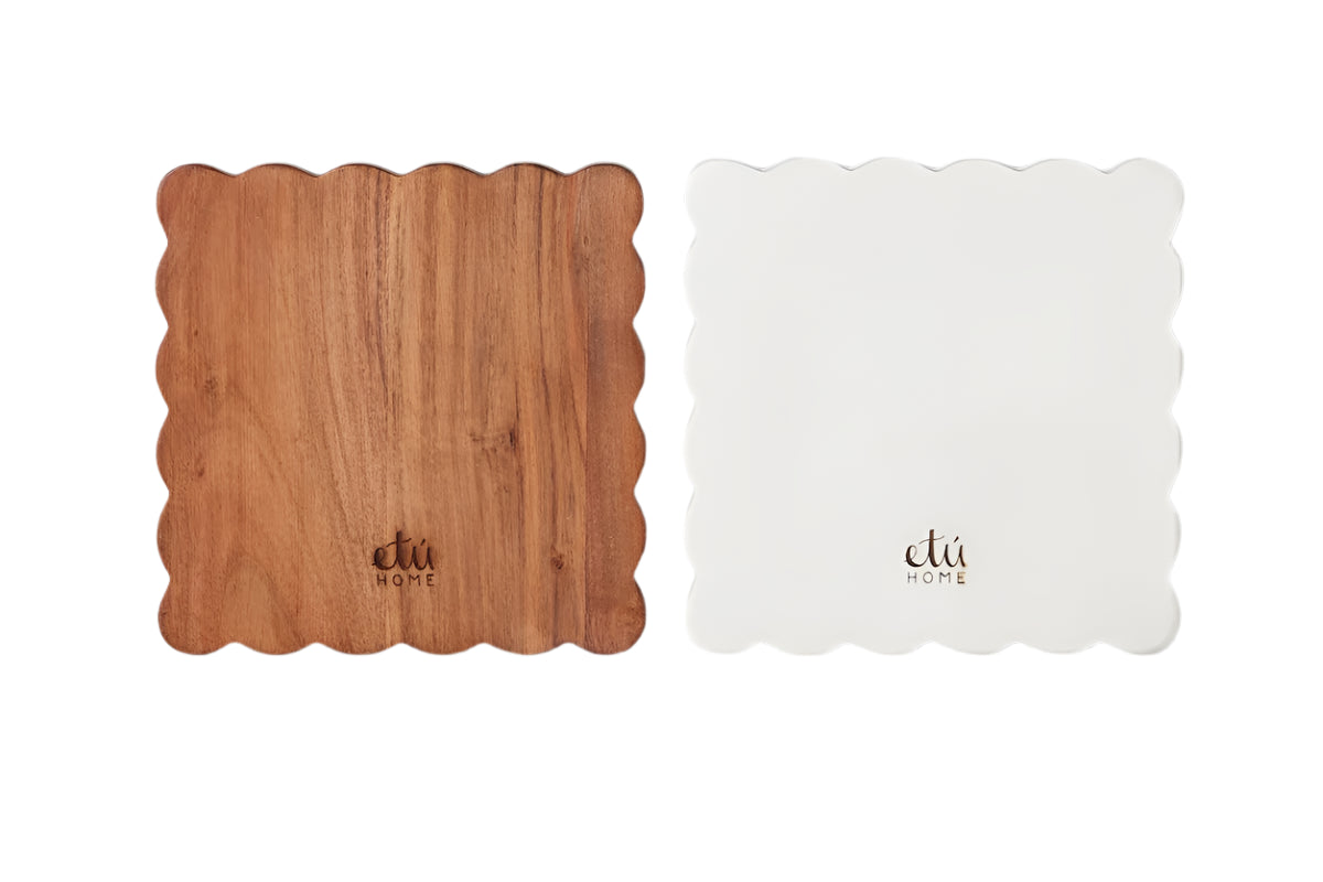Square Scalloped Boards (Set of 2)