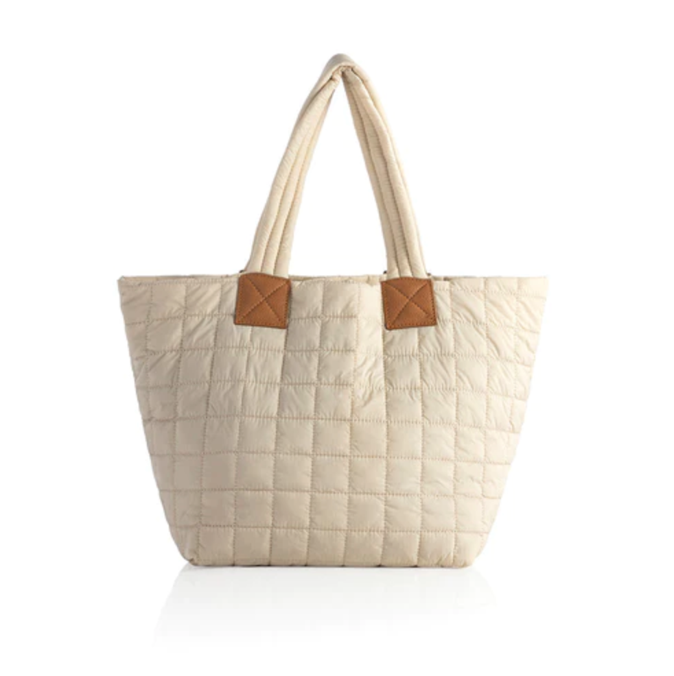 Ezra Quilted Tote- Ivory