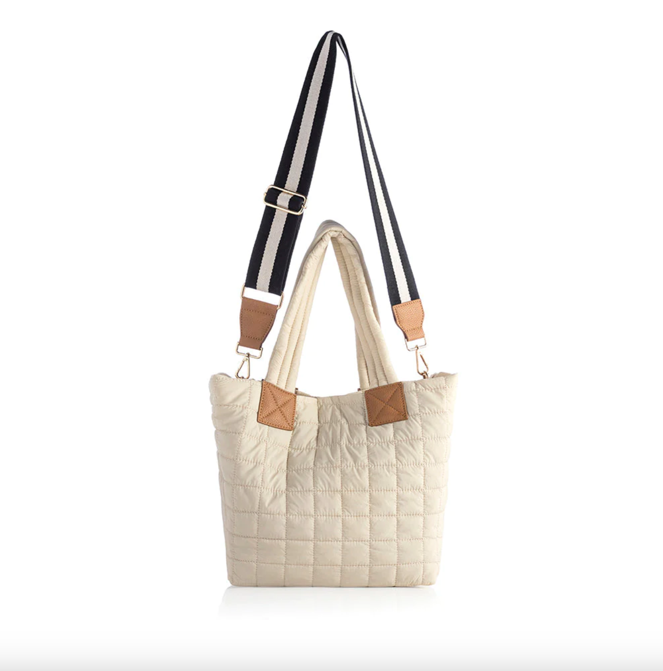 Ezra Quilted Tote- Ivory