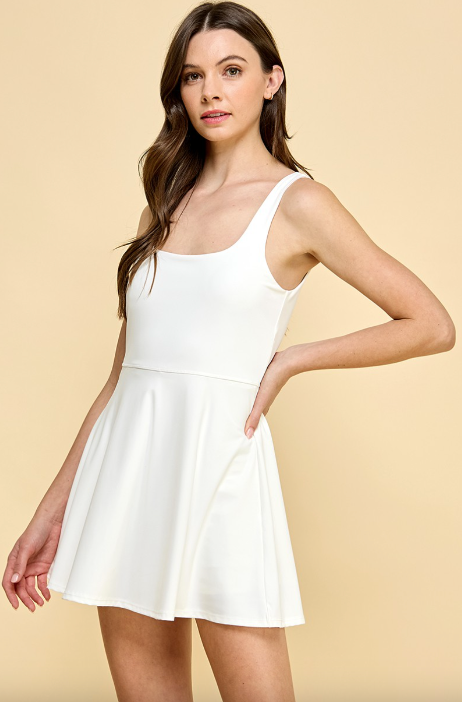 Sleeveless Athletic Dress-White