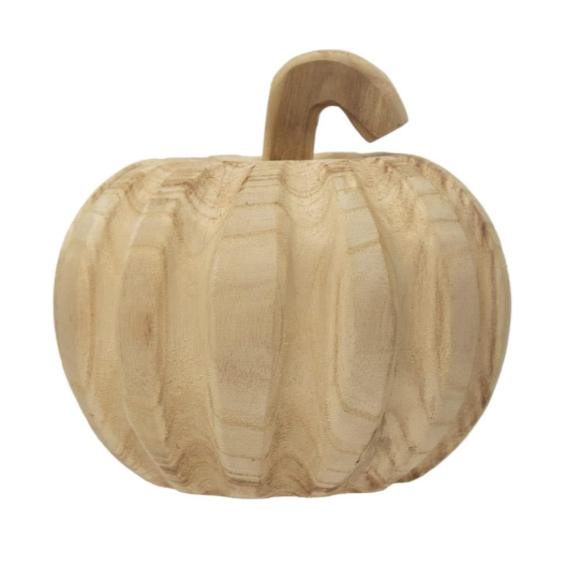 Hand-Carved Paulownia Wood Pumpkins (3 sizes)