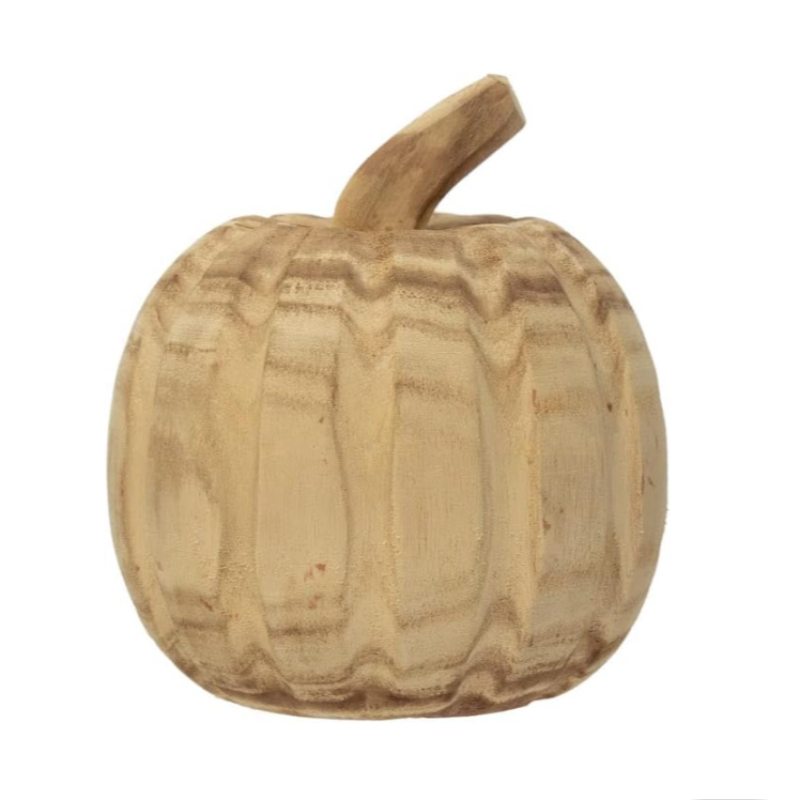 Hand-Carved Paulownia Wood Pumpkins (3 sizes)