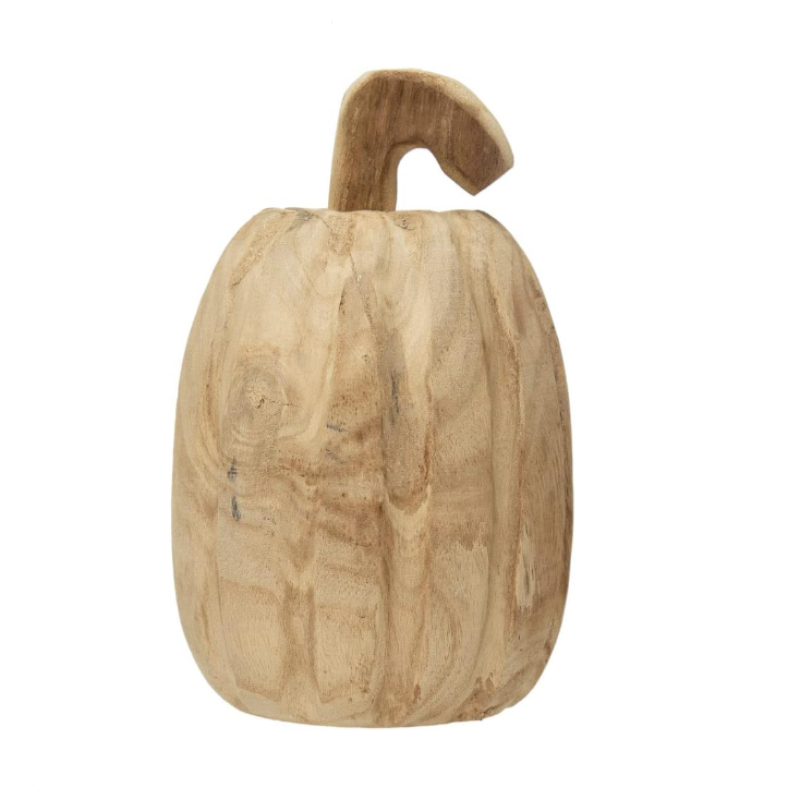 Hand-Carved Paulownia Wood Pumpkins (3 sizes)