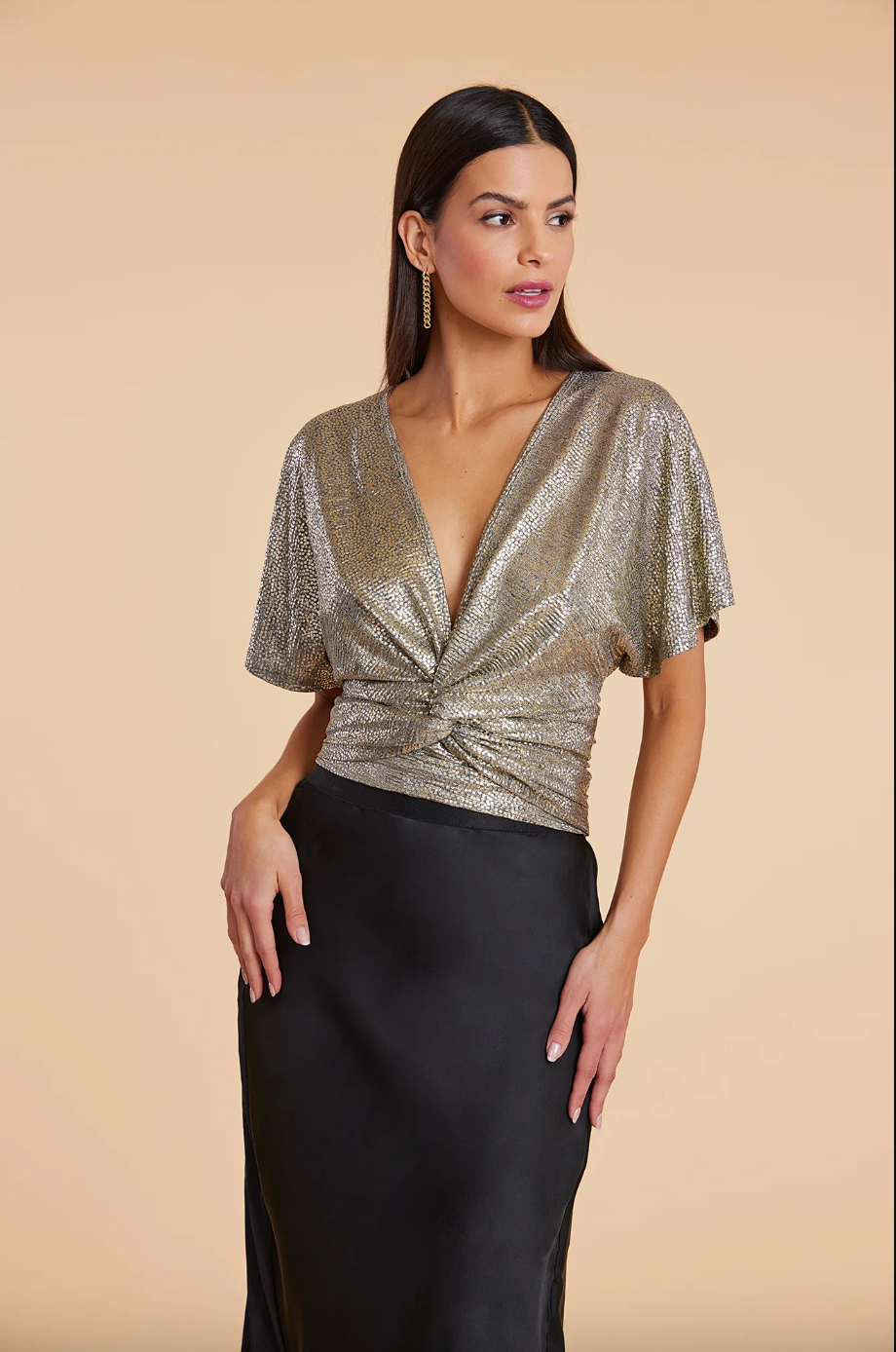 Metallic Twist Top-Gold
