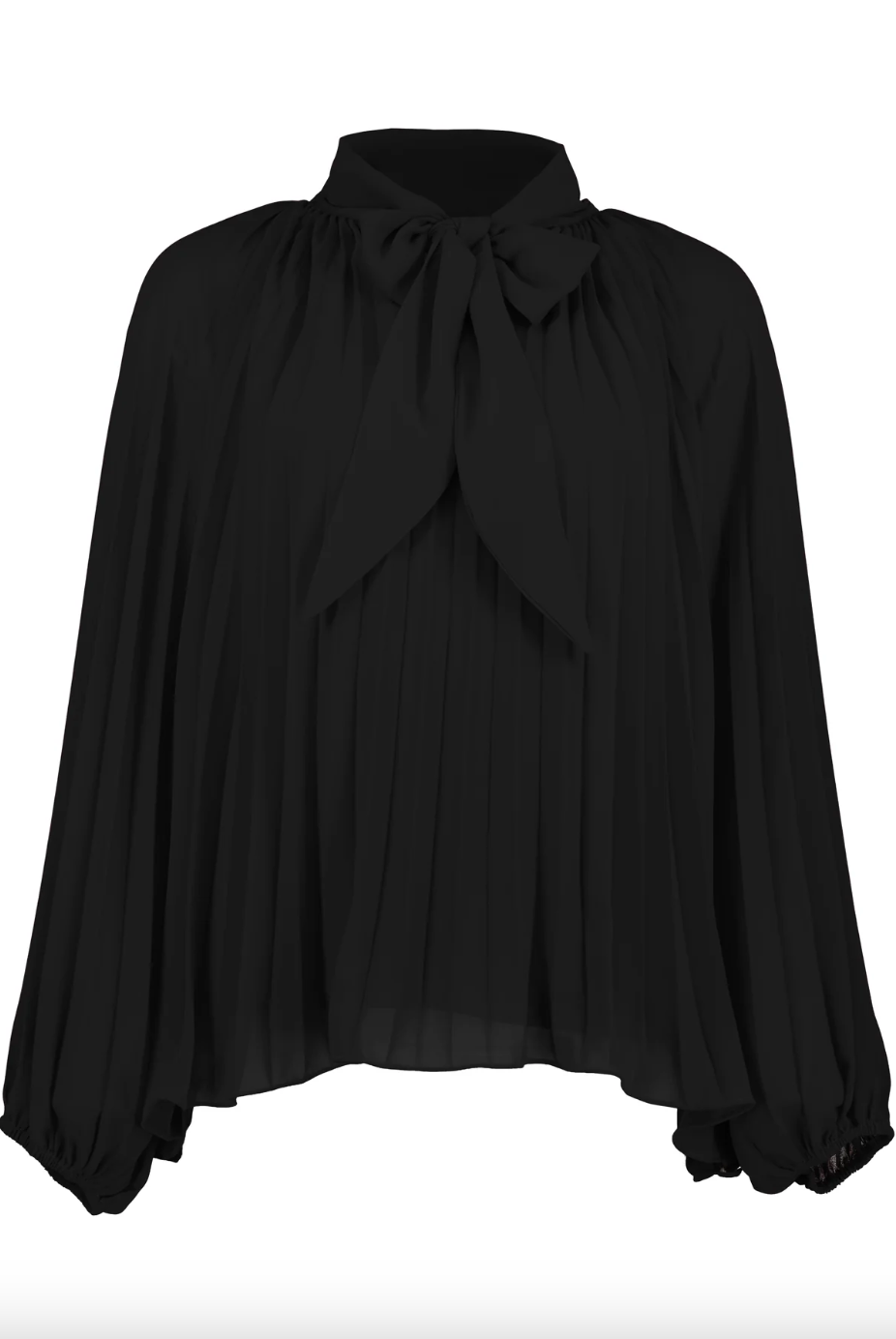 Isabella Pleat Top-Black