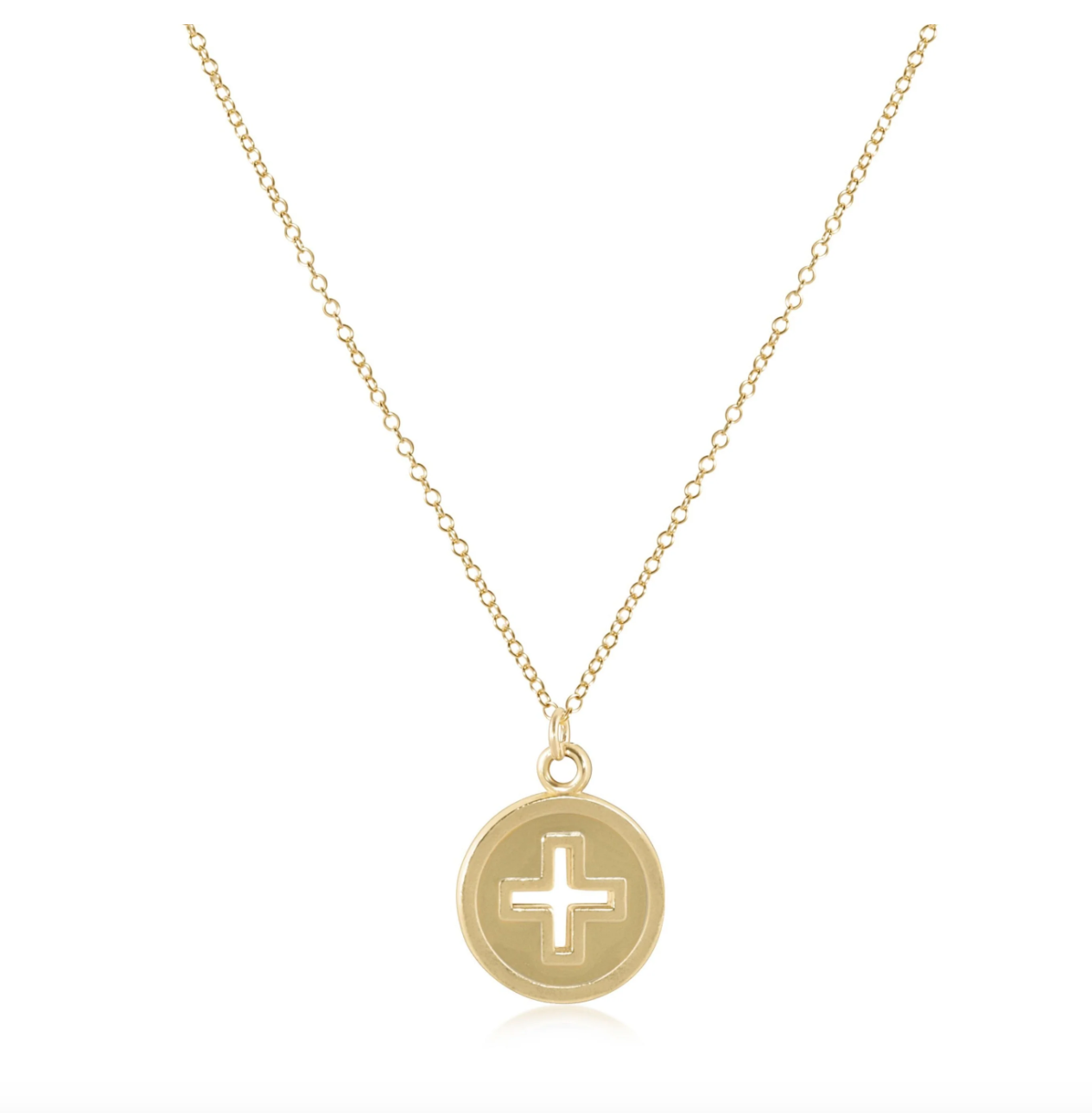 16" Cross Gold Disc Necklace