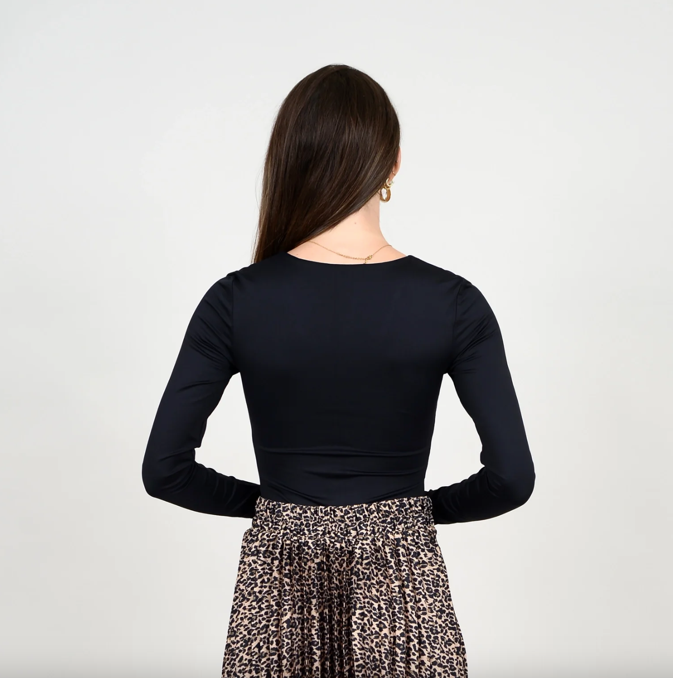 Valentina Long Sleeve Bodysuit-Black