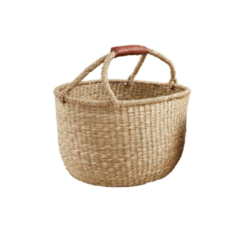 Leather Wrapped Handle Basket (2 sizes)