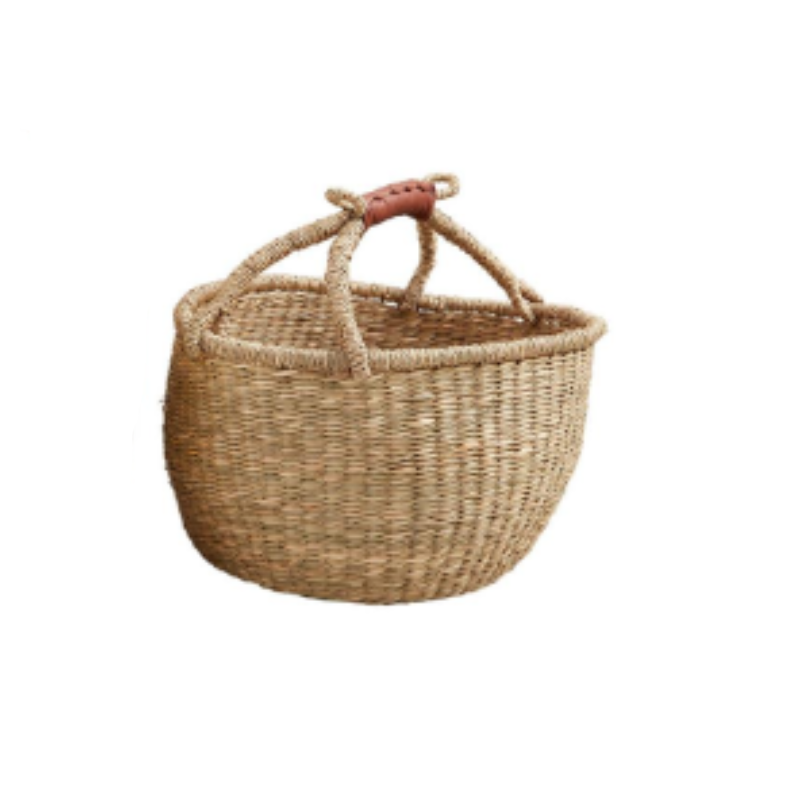 Leather Wrapped Handle Basket (2 sizes)