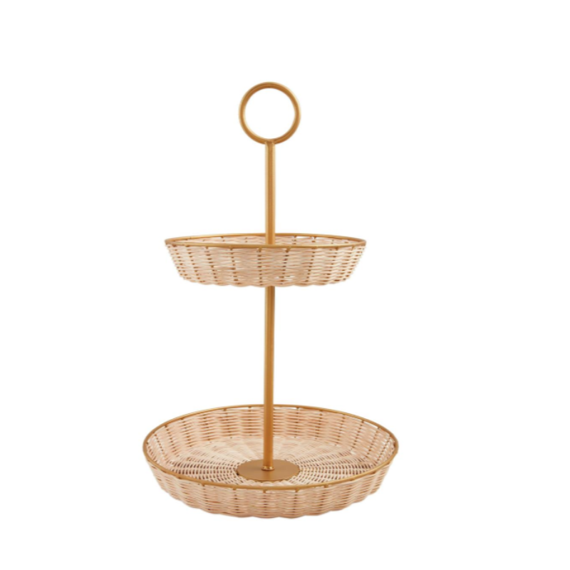 Tiered Woven and Brass Server