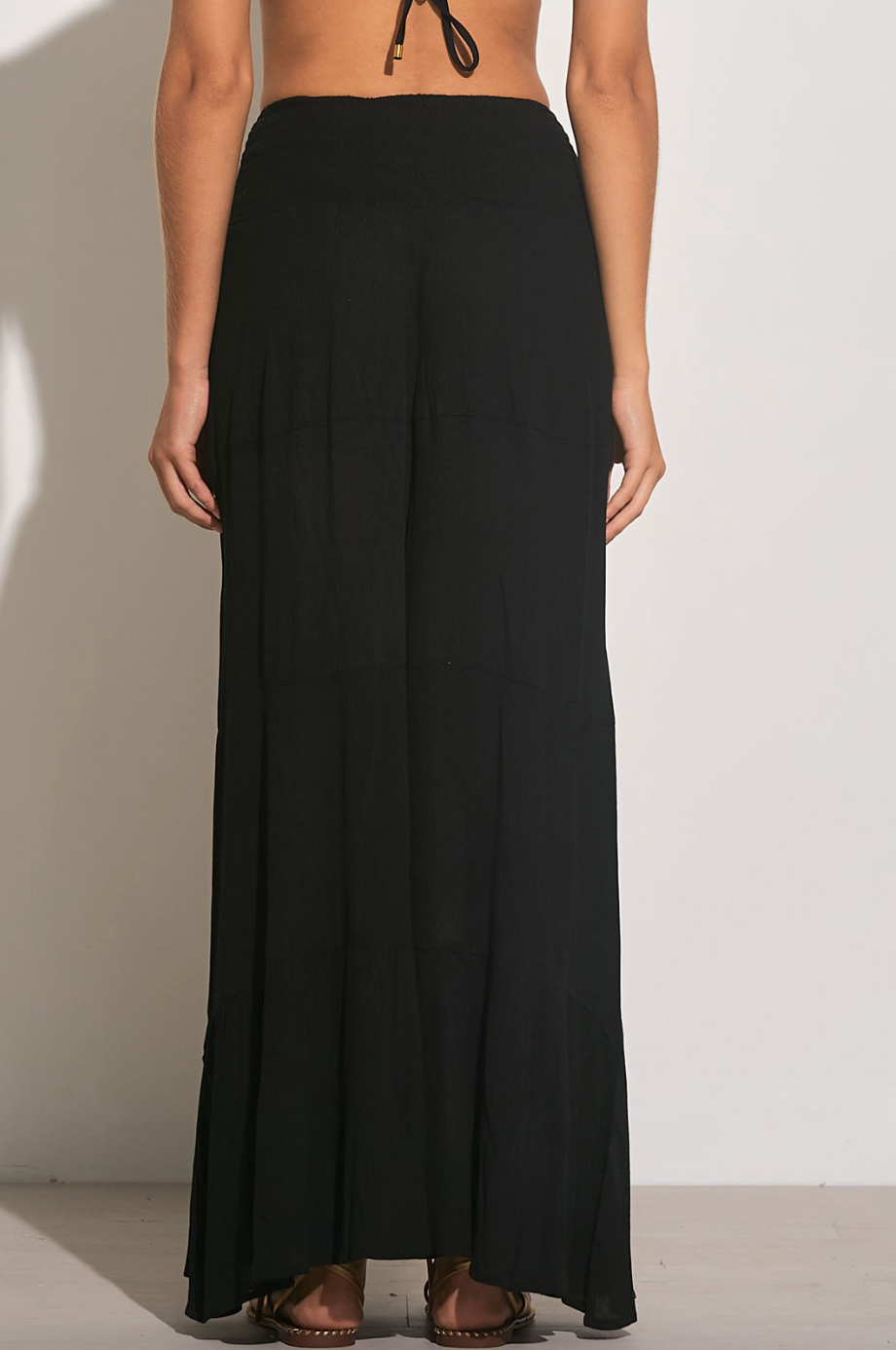 Tiered Wide Leg Pant-Black