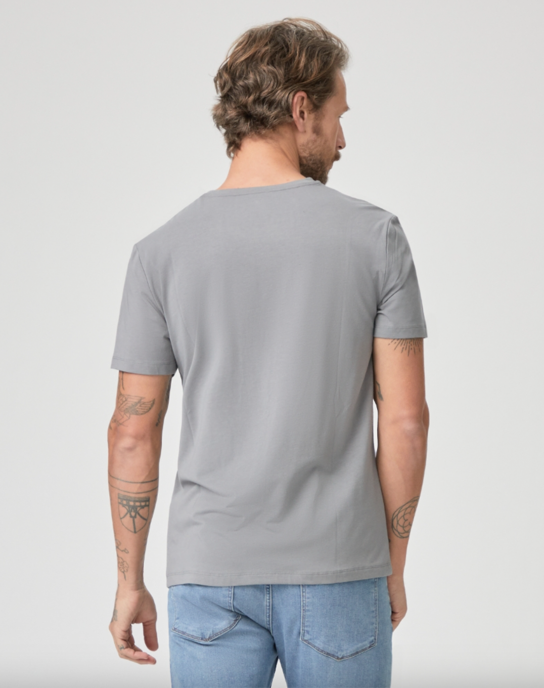 Cash Crewneck Tee-Grey-Final Sale