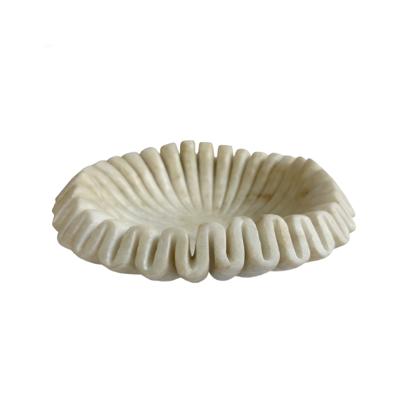 Cream Marble Wavey Bowl (2 Sizes)