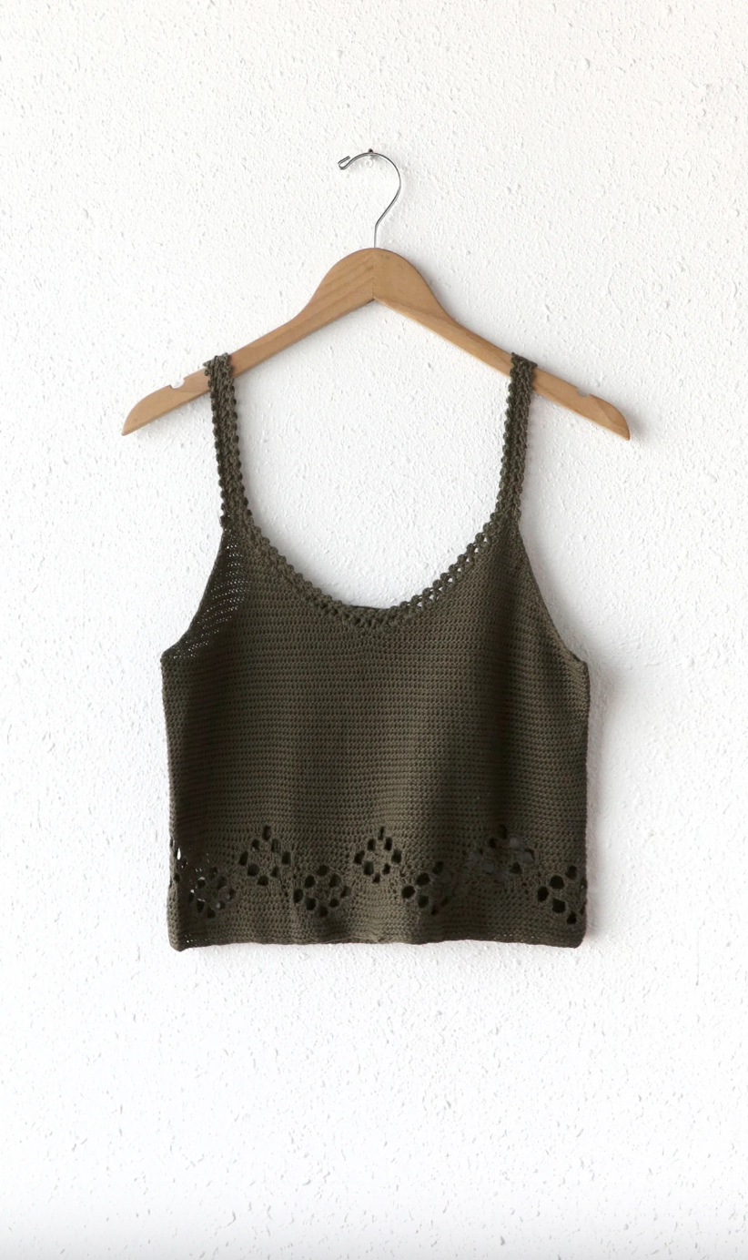 Dixie Crochet Top-Olive