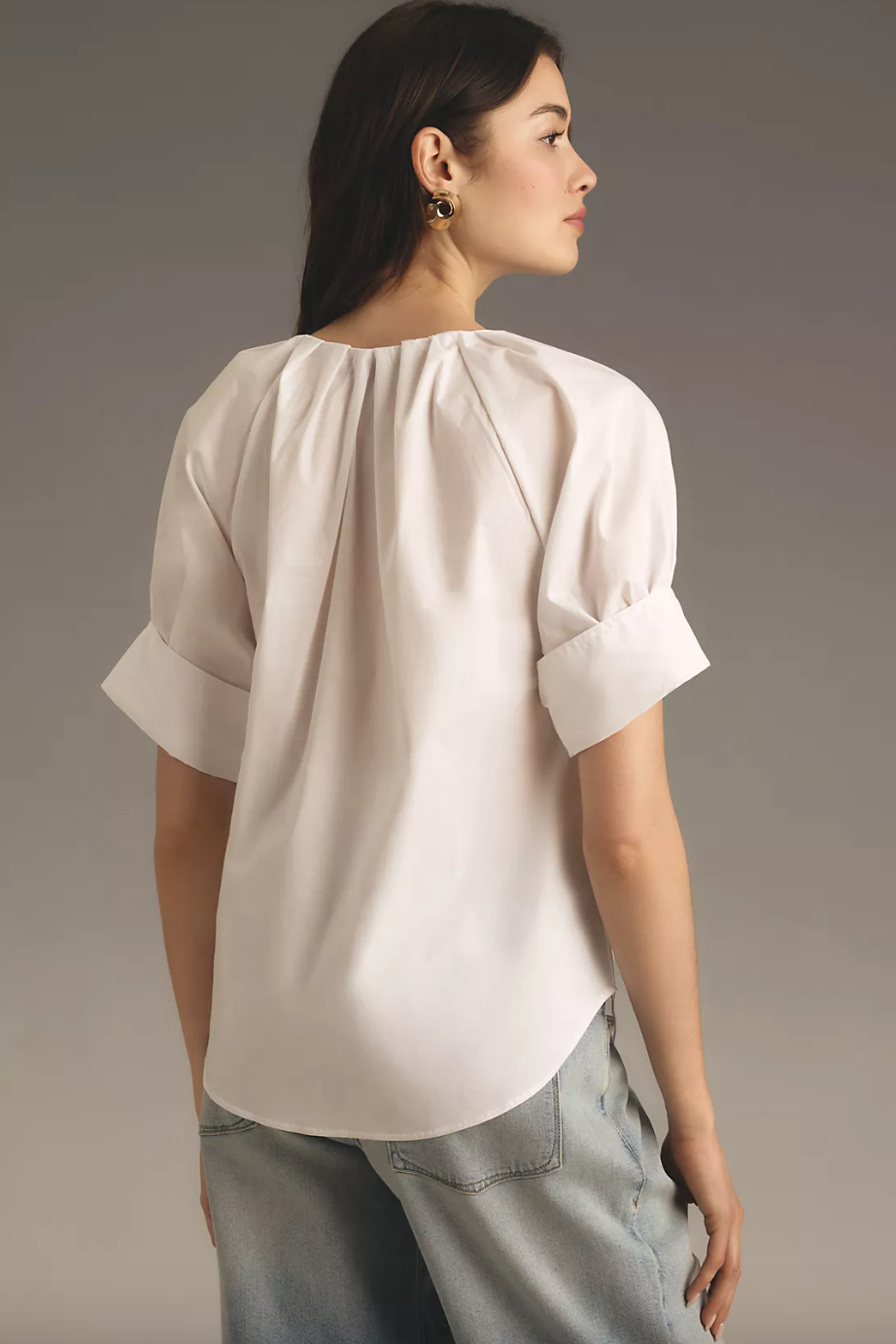 Claire Poplin Top-White