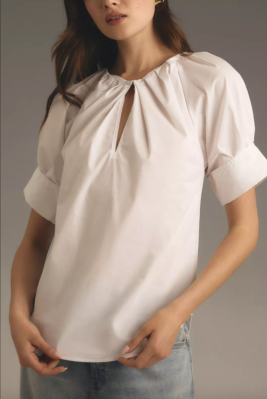 Claire Poplin Top-White