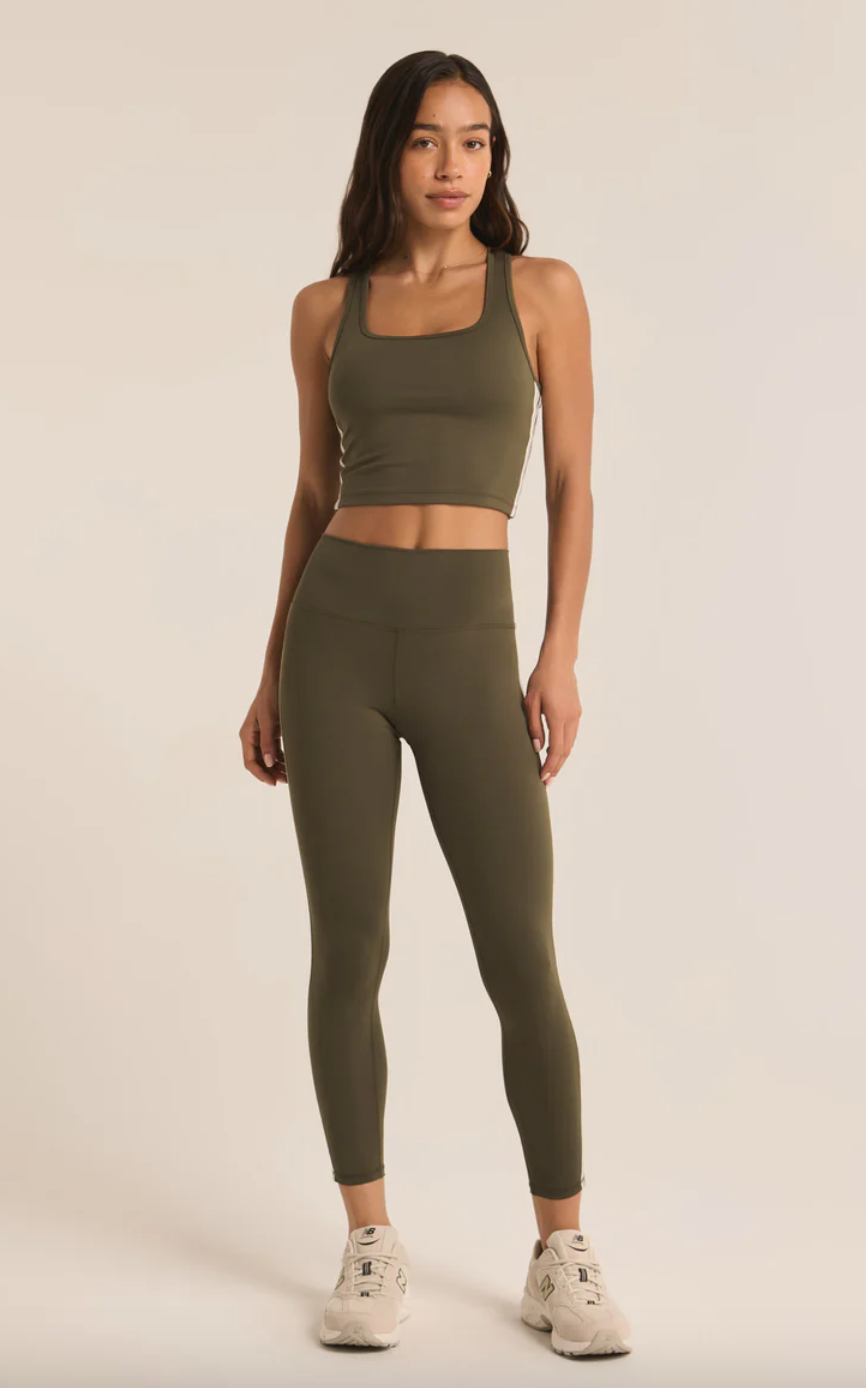 Studio Stripe Legging-Green Leaf