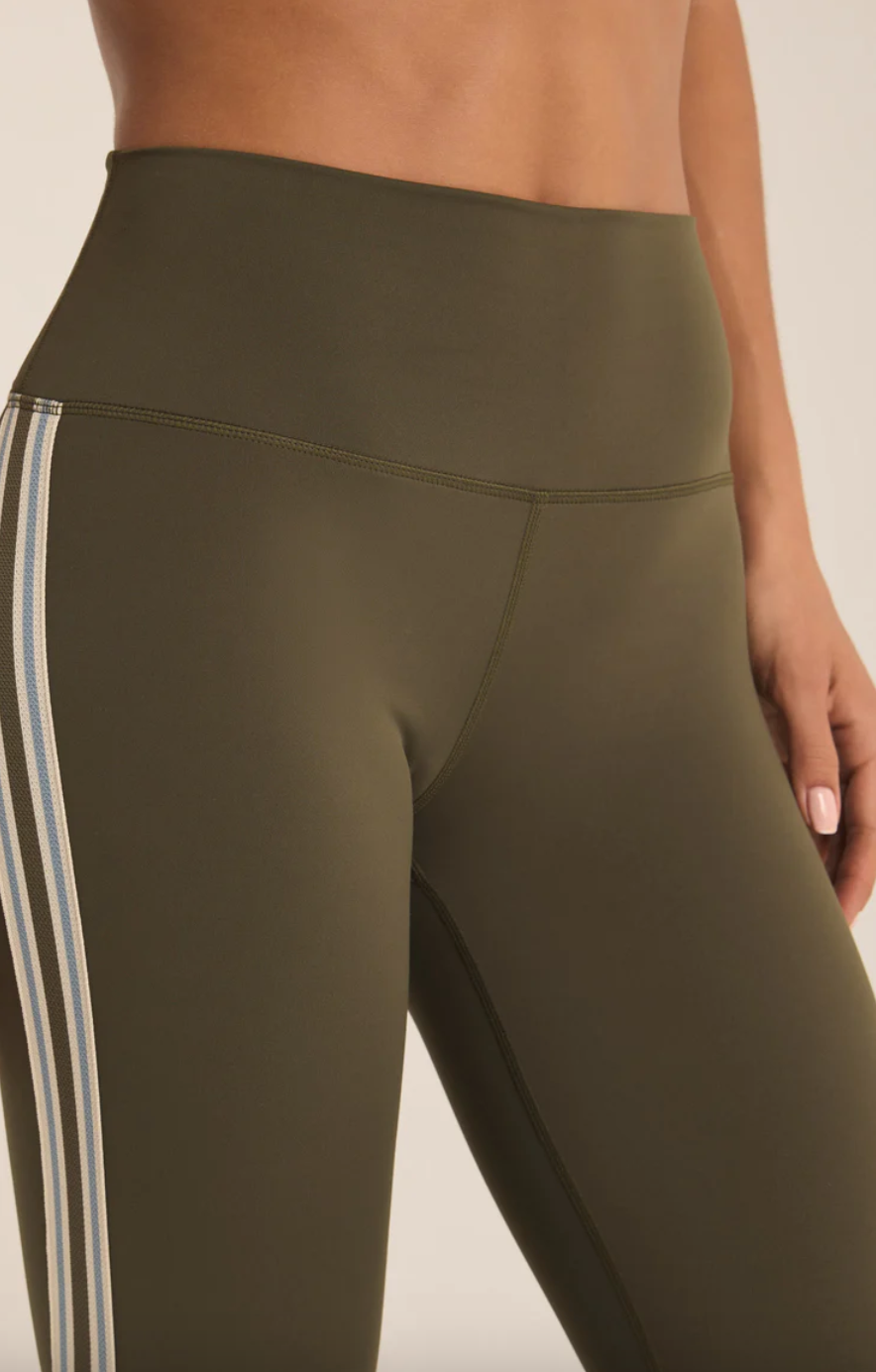 Studio Stripe Legging-Green Leaf