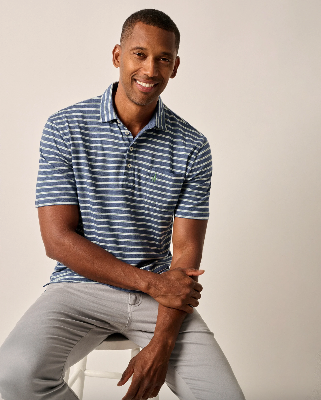 Matthis Stripe Polo-Ocean