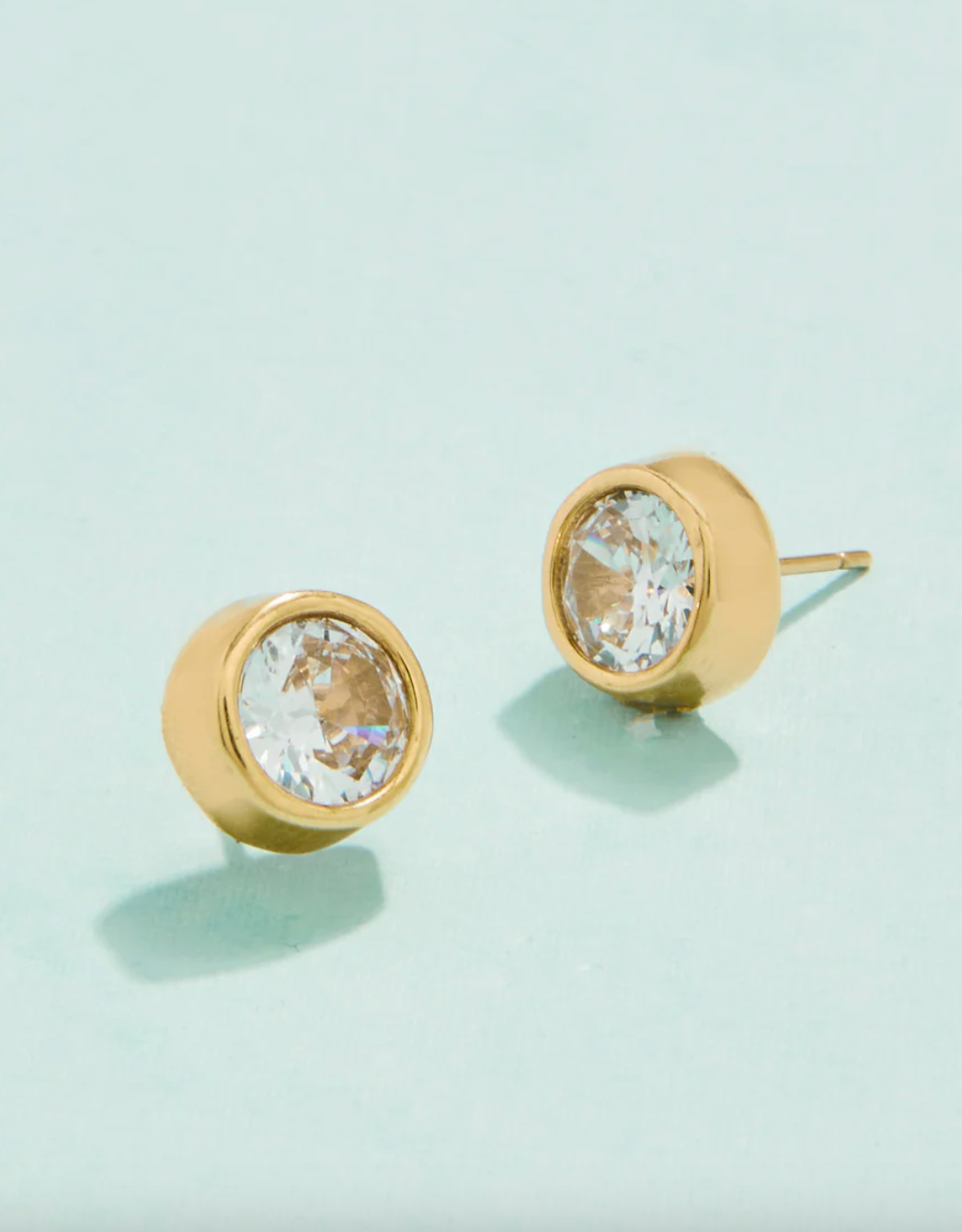 Lighthouse CZ Stud Earrings-Gold