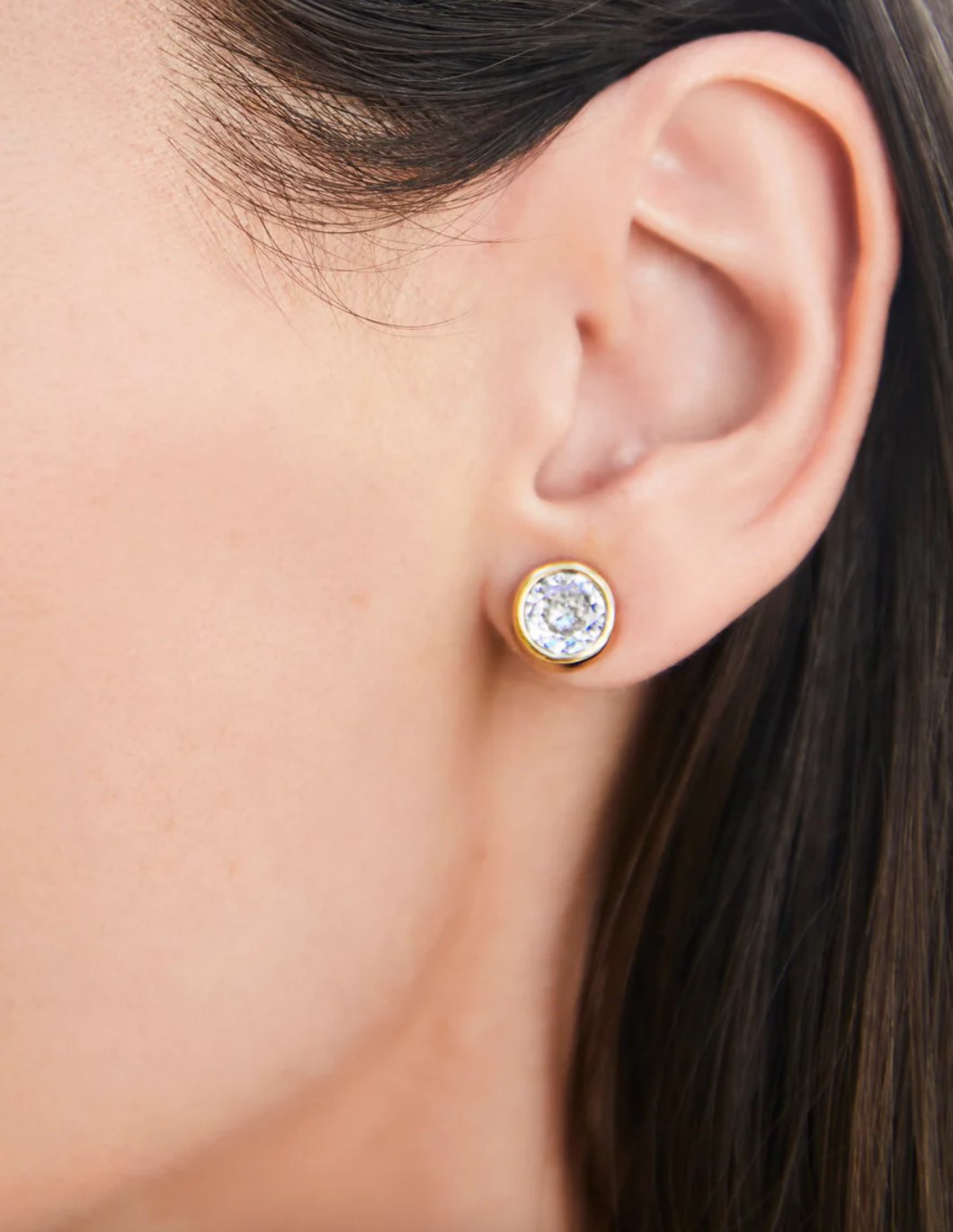Lighthouse CZ Stud Earrings-Gold