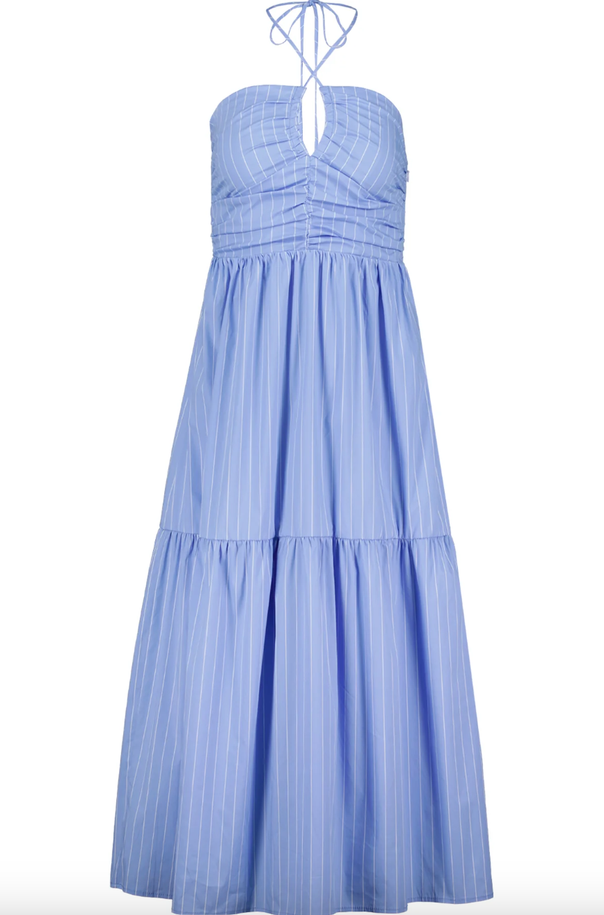 Aeries Halter Dress-Blue Stripe