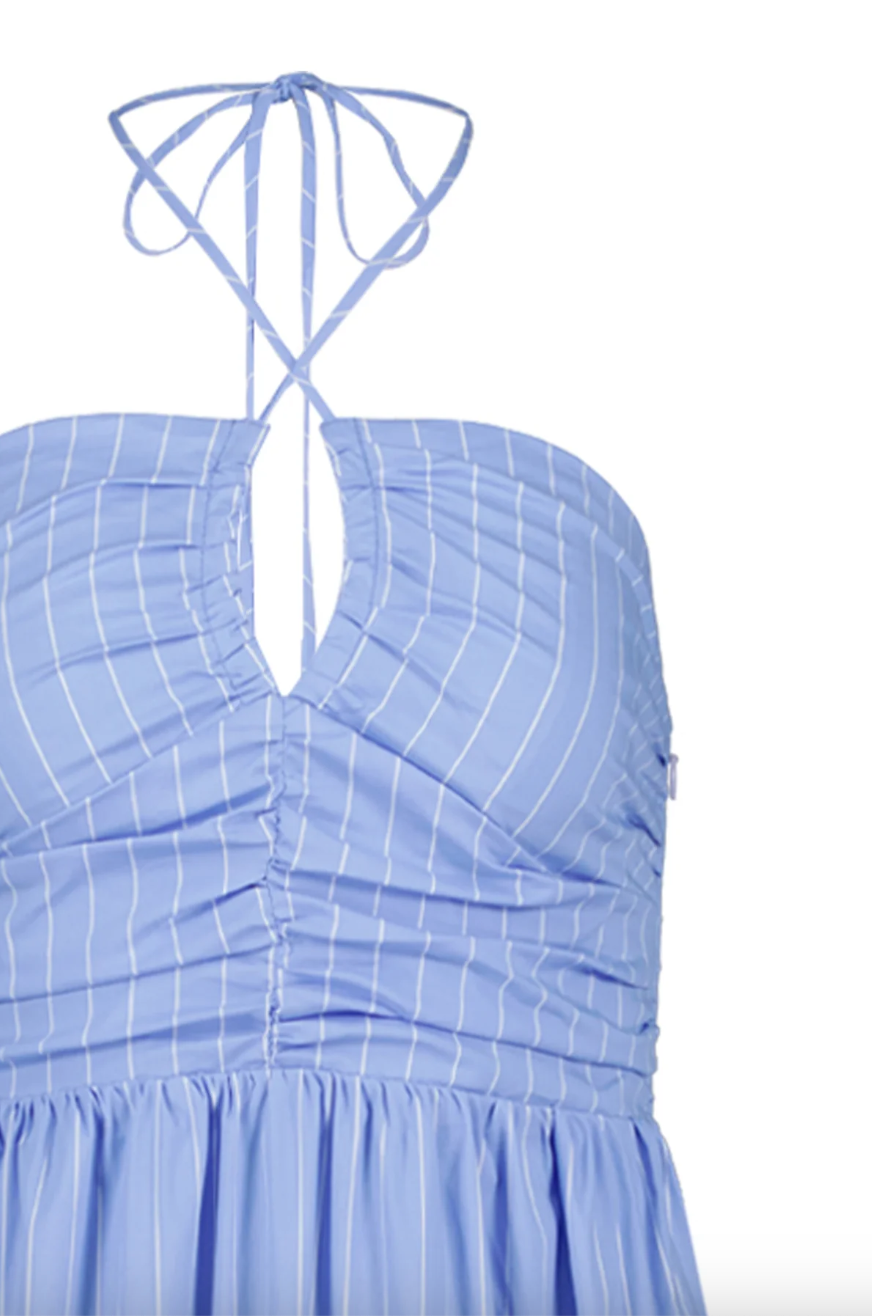 Aeries Halter Dress-Blue Stripe