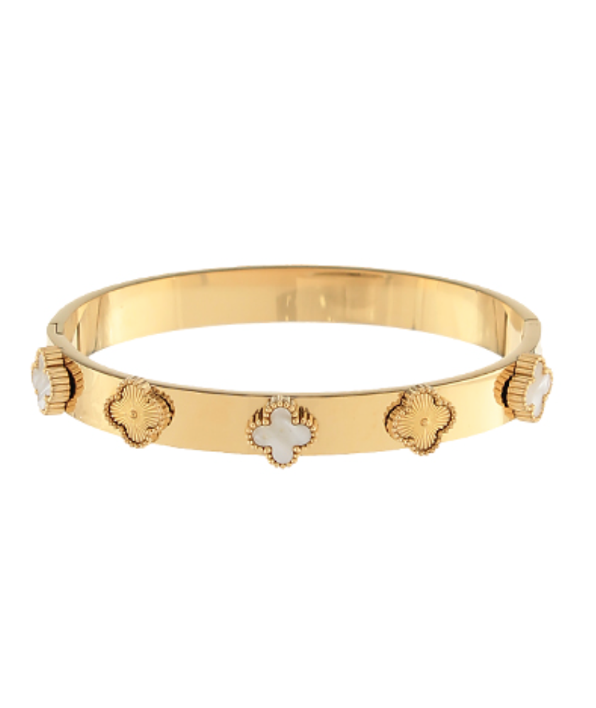 Clover Bracelet-Cream/Gold