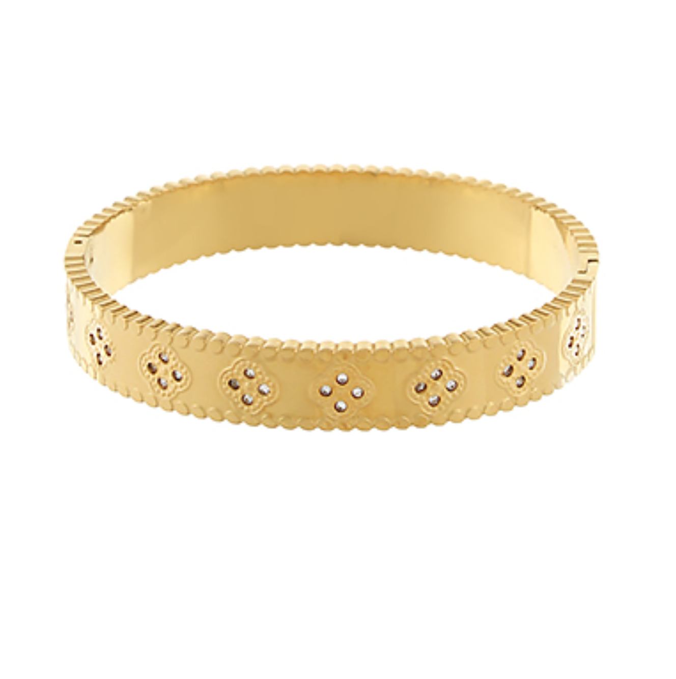 Pave CZ Clover Bracelet-Gold