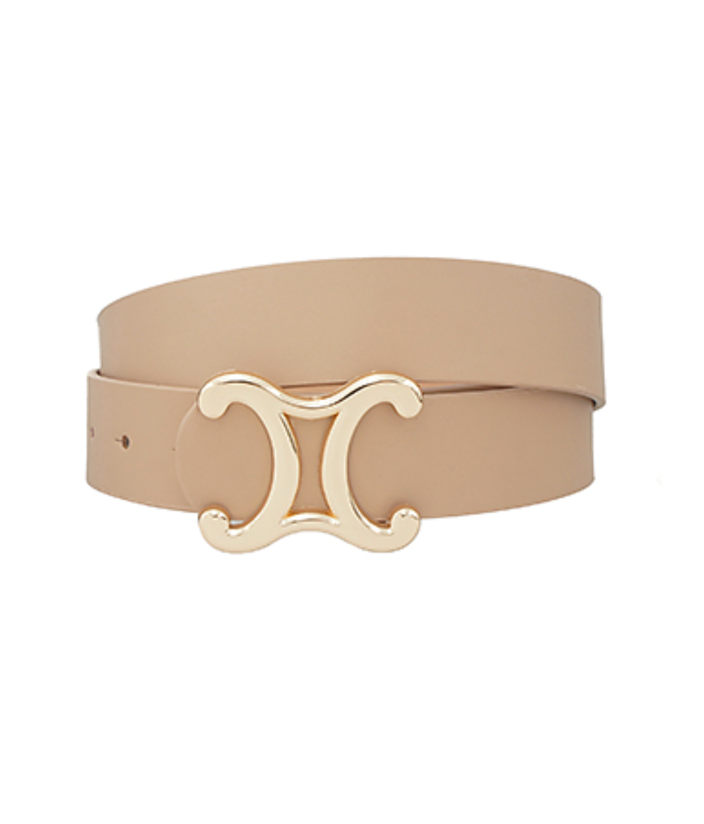Curved Mirror C Buckle Belt-Taupe