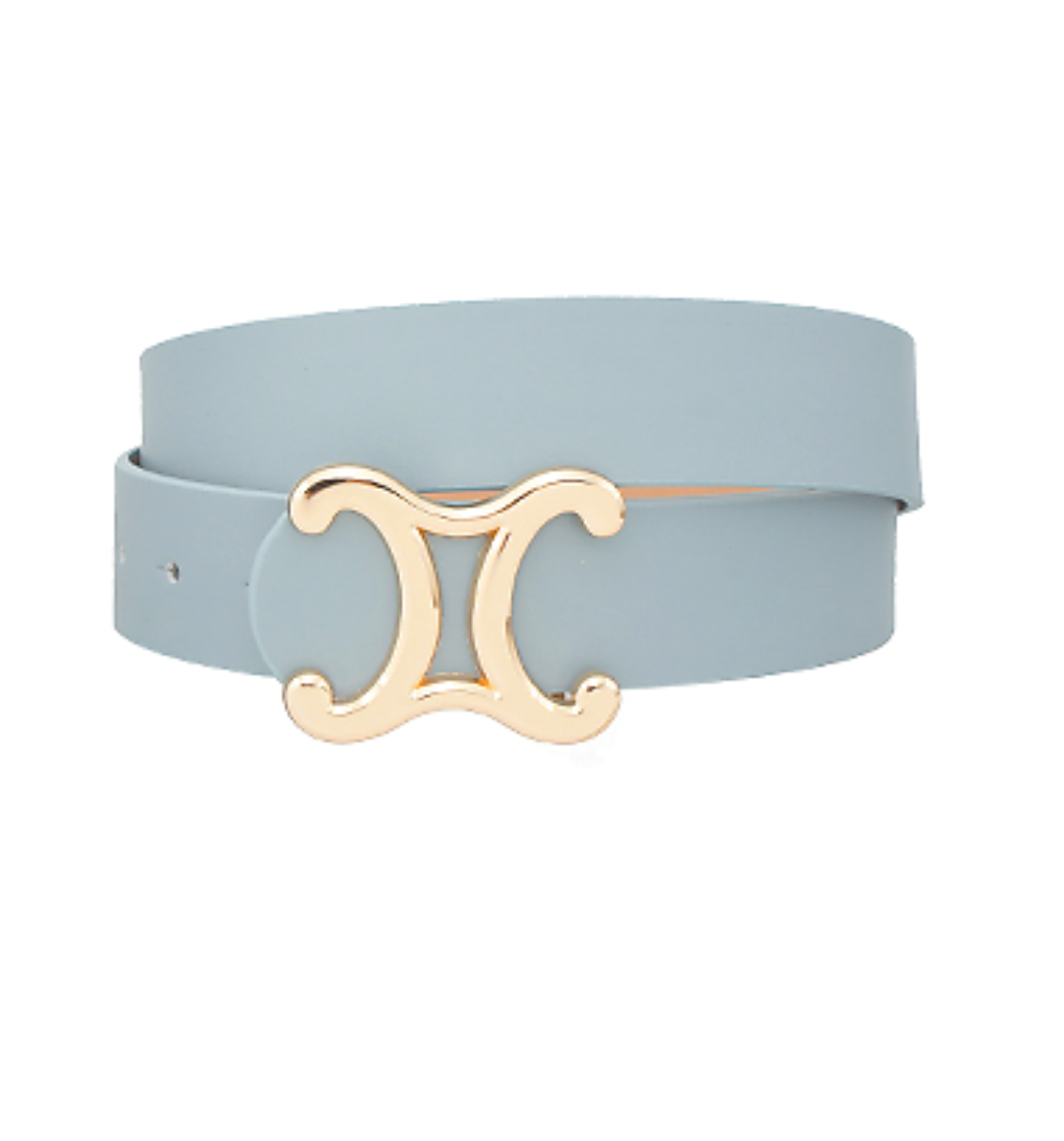 Curved Mirror C Buckle Belt-Dusty Blue