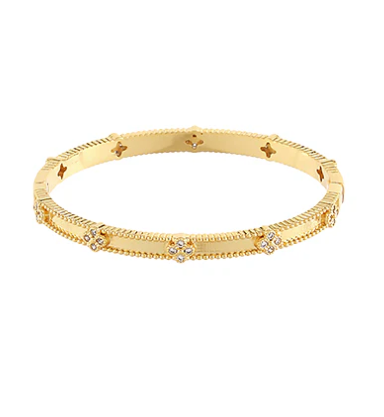 Pave Clover Station Bracelet-Gold