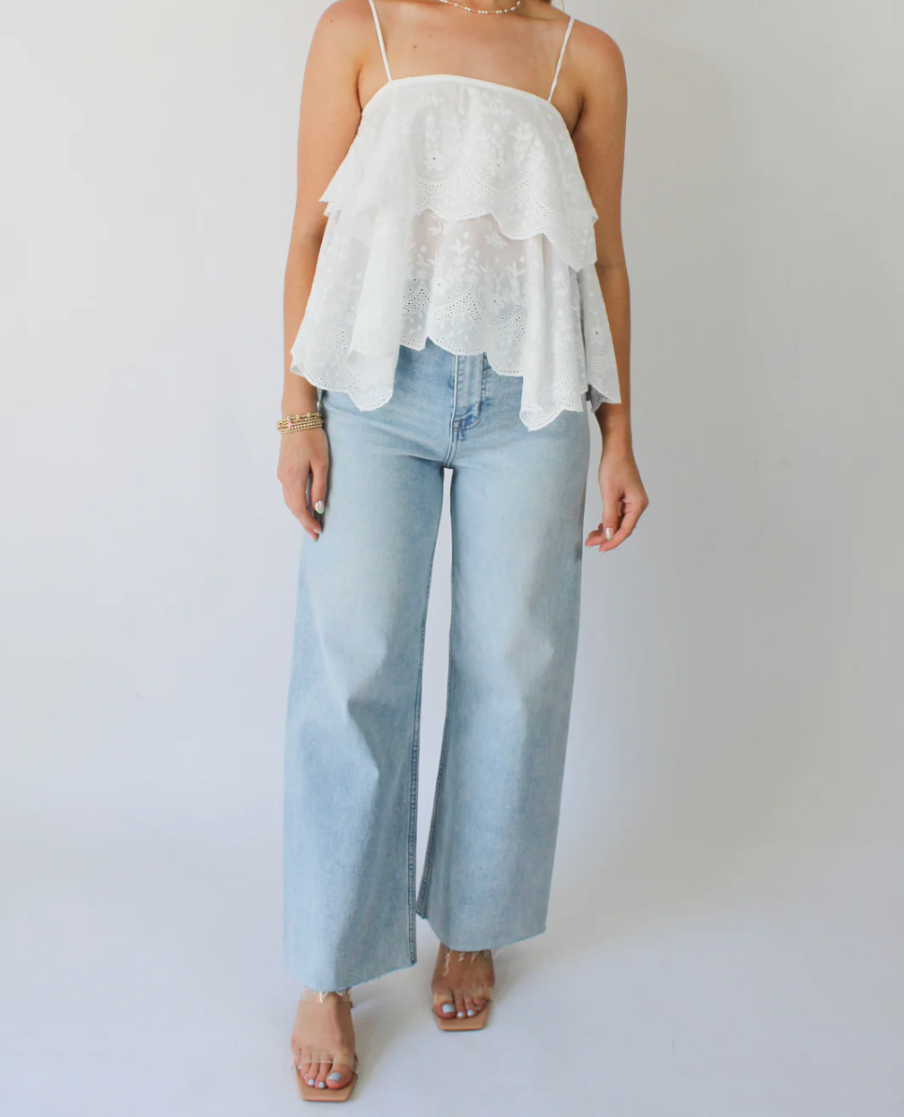 Capri Scalloped Cami-White