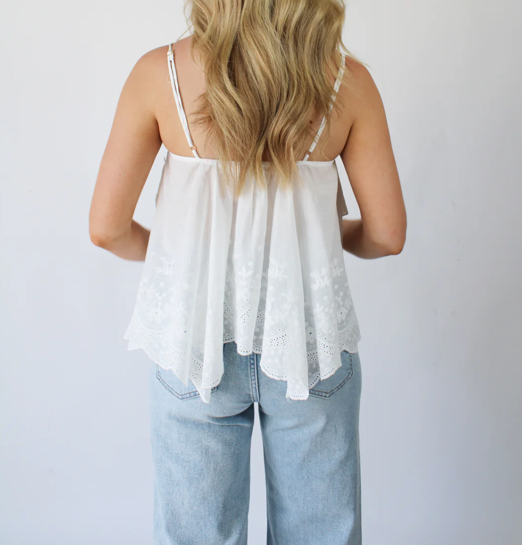 Capri Scalloped Cami-White