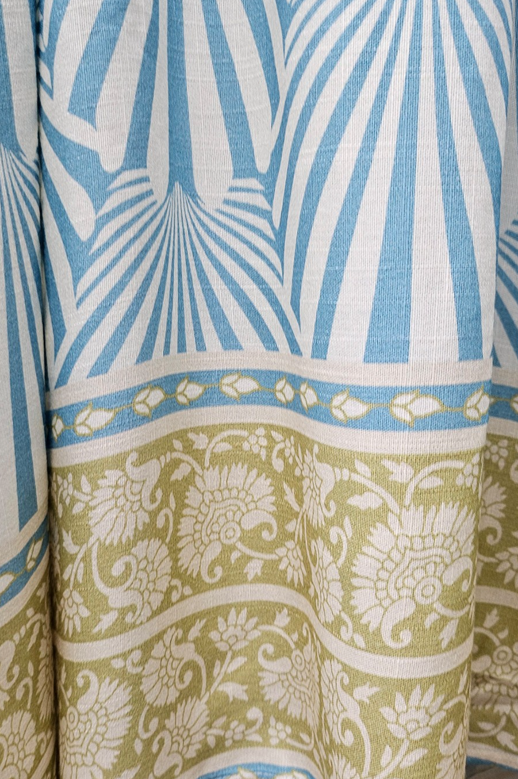 Border Print Midi Dress-Blue