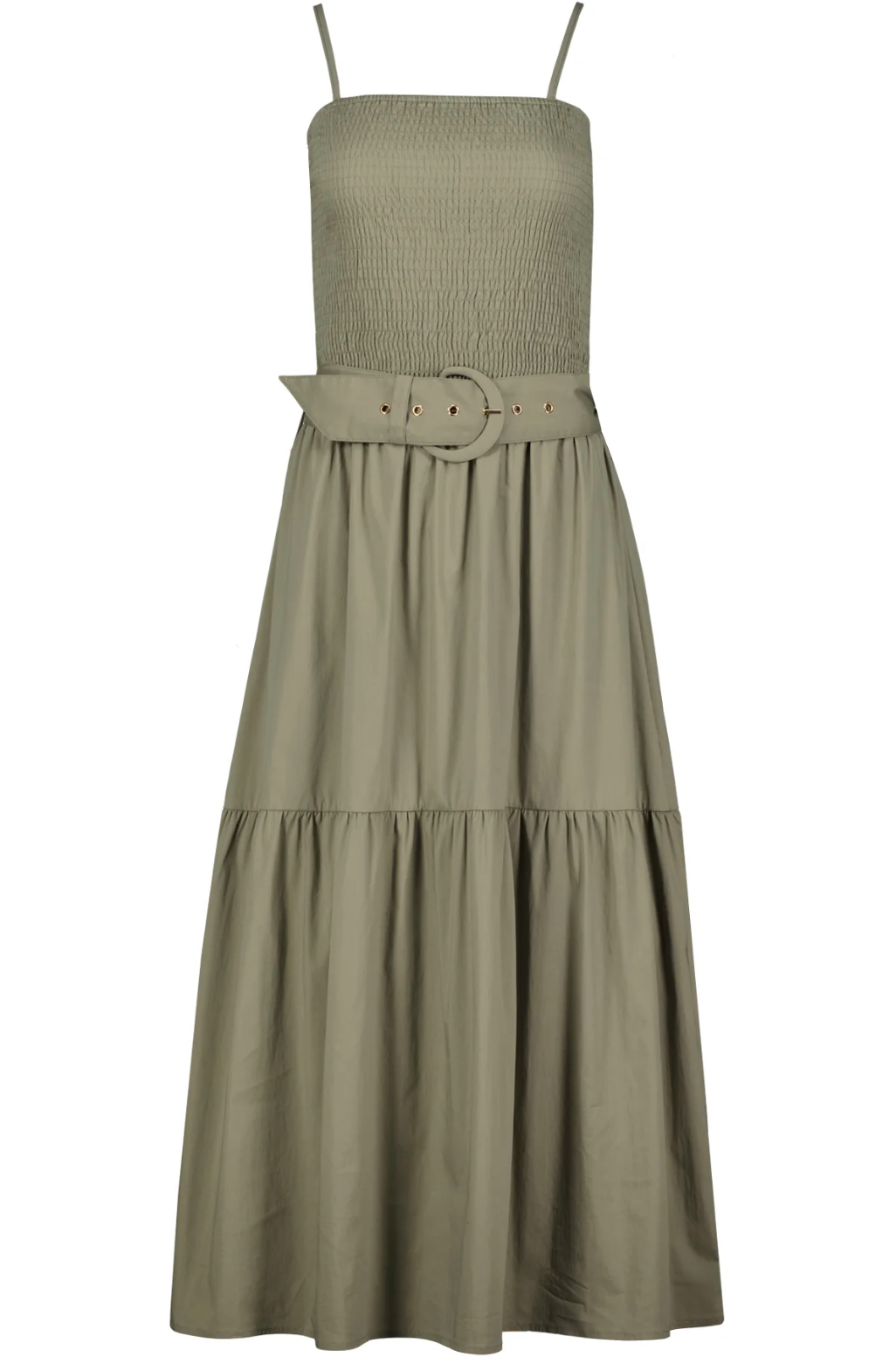 Stella Smock Tiered Dress-Olive
