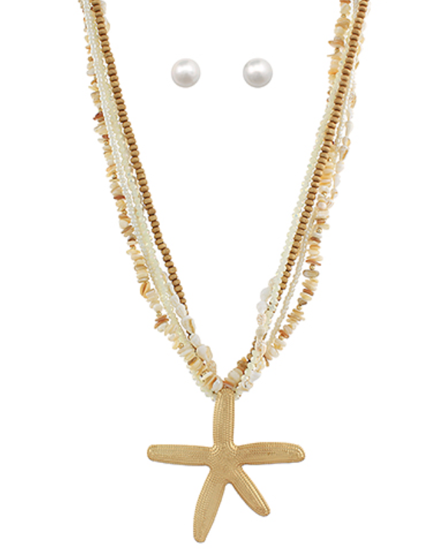 5 Layered Starfish Necklace Set