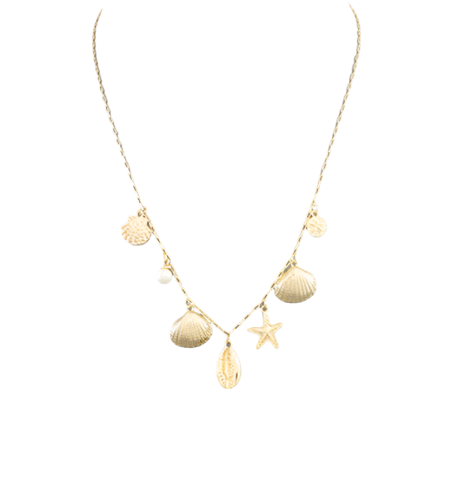 Multi Shell & Pearl Charm Necklace