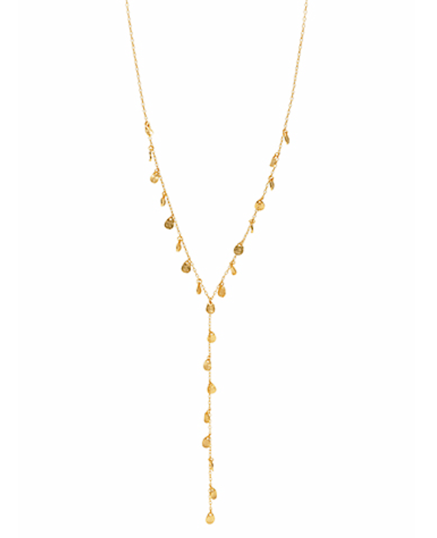Textured Metal Charm Necklace-Gold