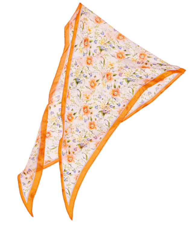 Floral Print Scarf-Orange/Ivory